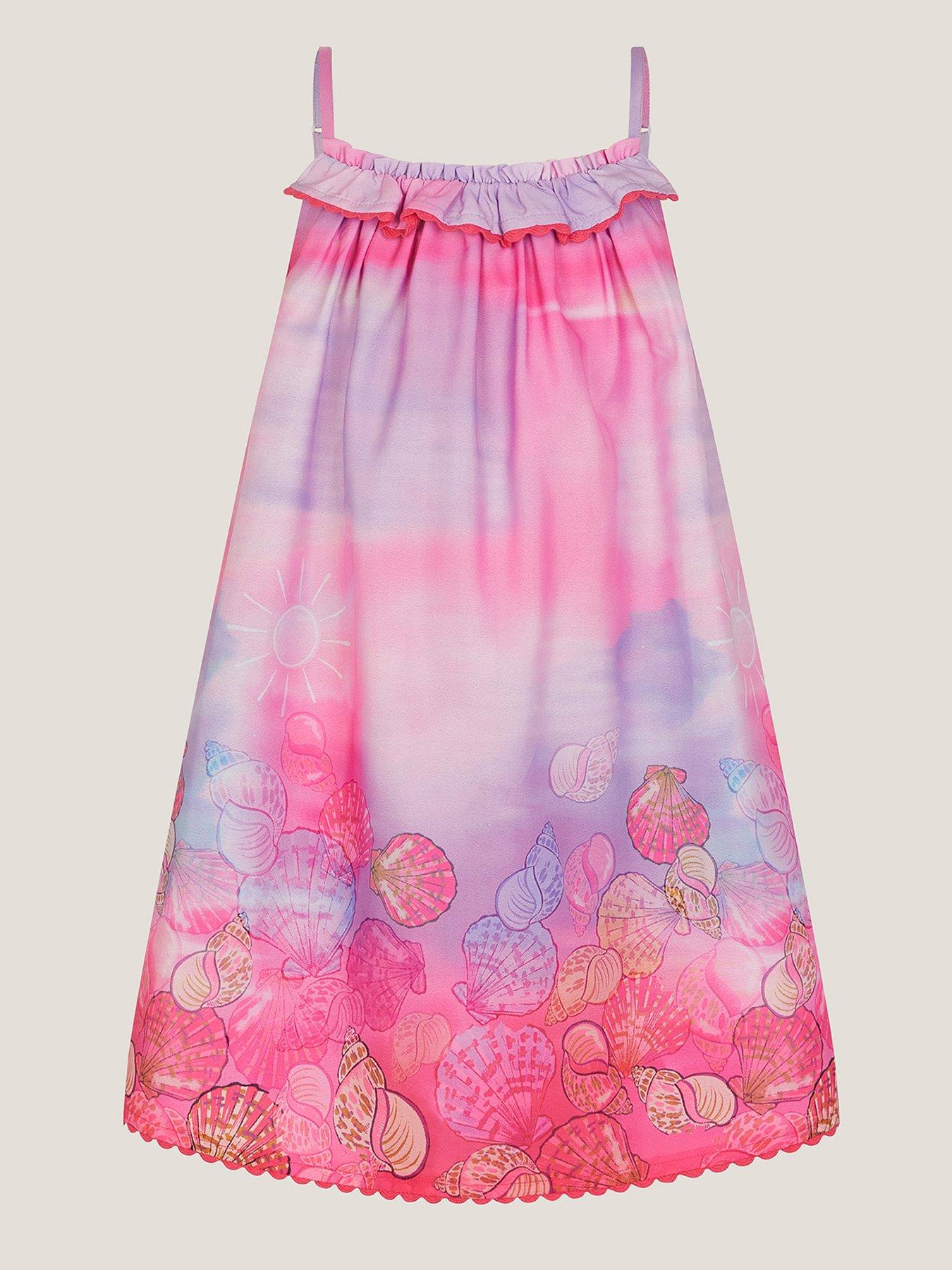 Monsoon Girls Ditsy Shell Swing Dress - Pink