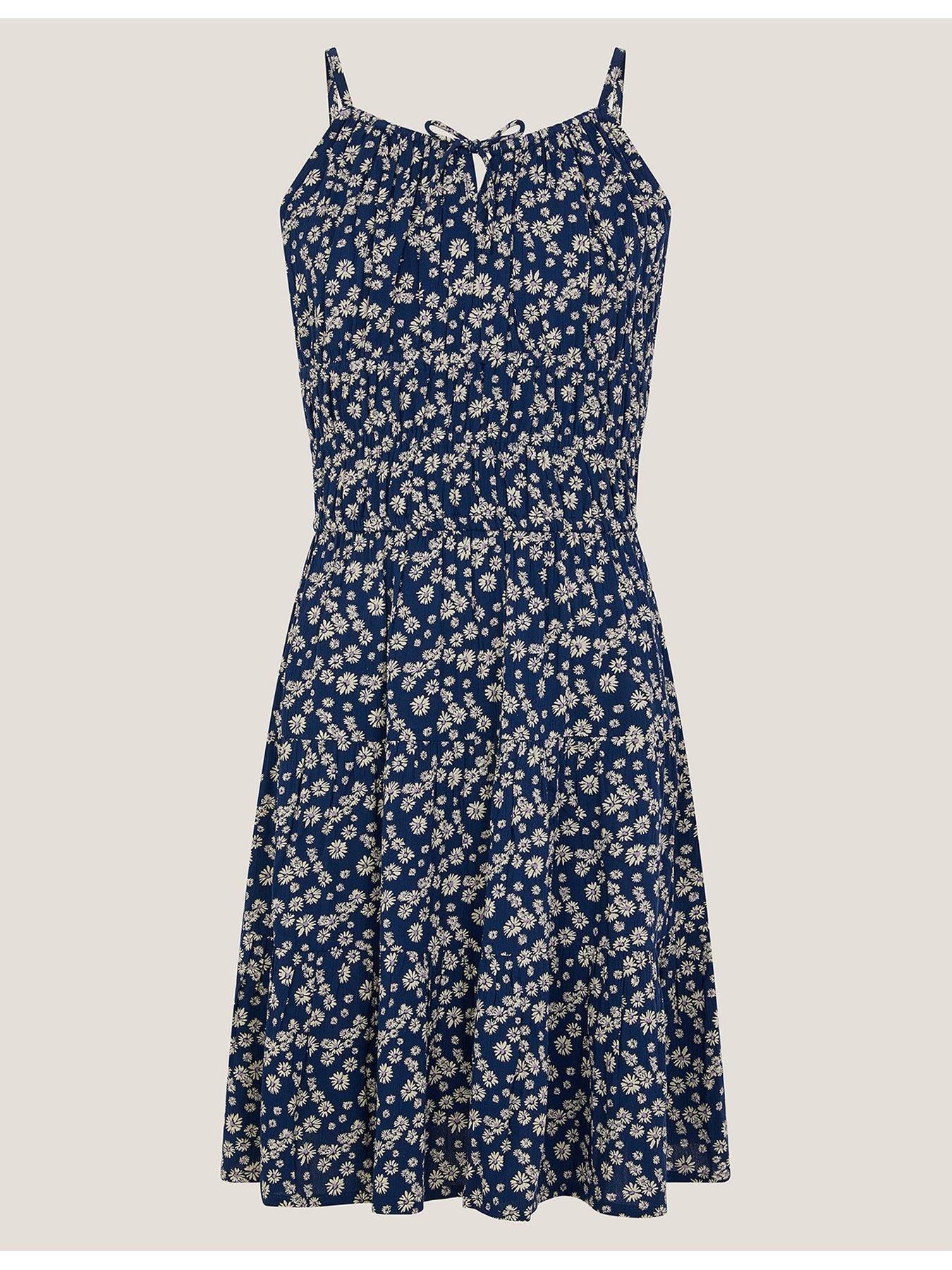 Monsoon Girls Storm Ditsy Floral Dress - Navy