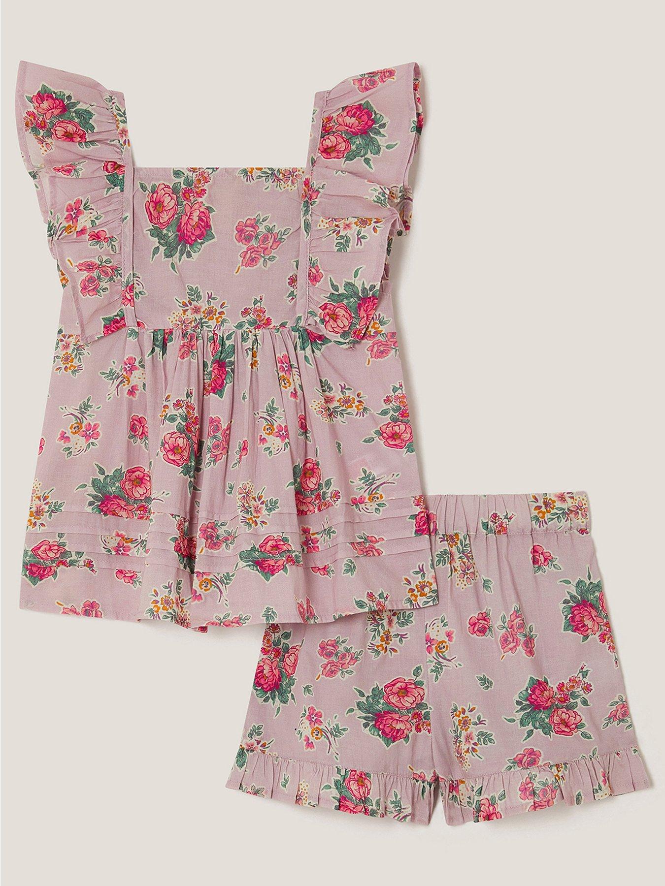 Monsoon Baby Girls Floral Short Set - Light Purple