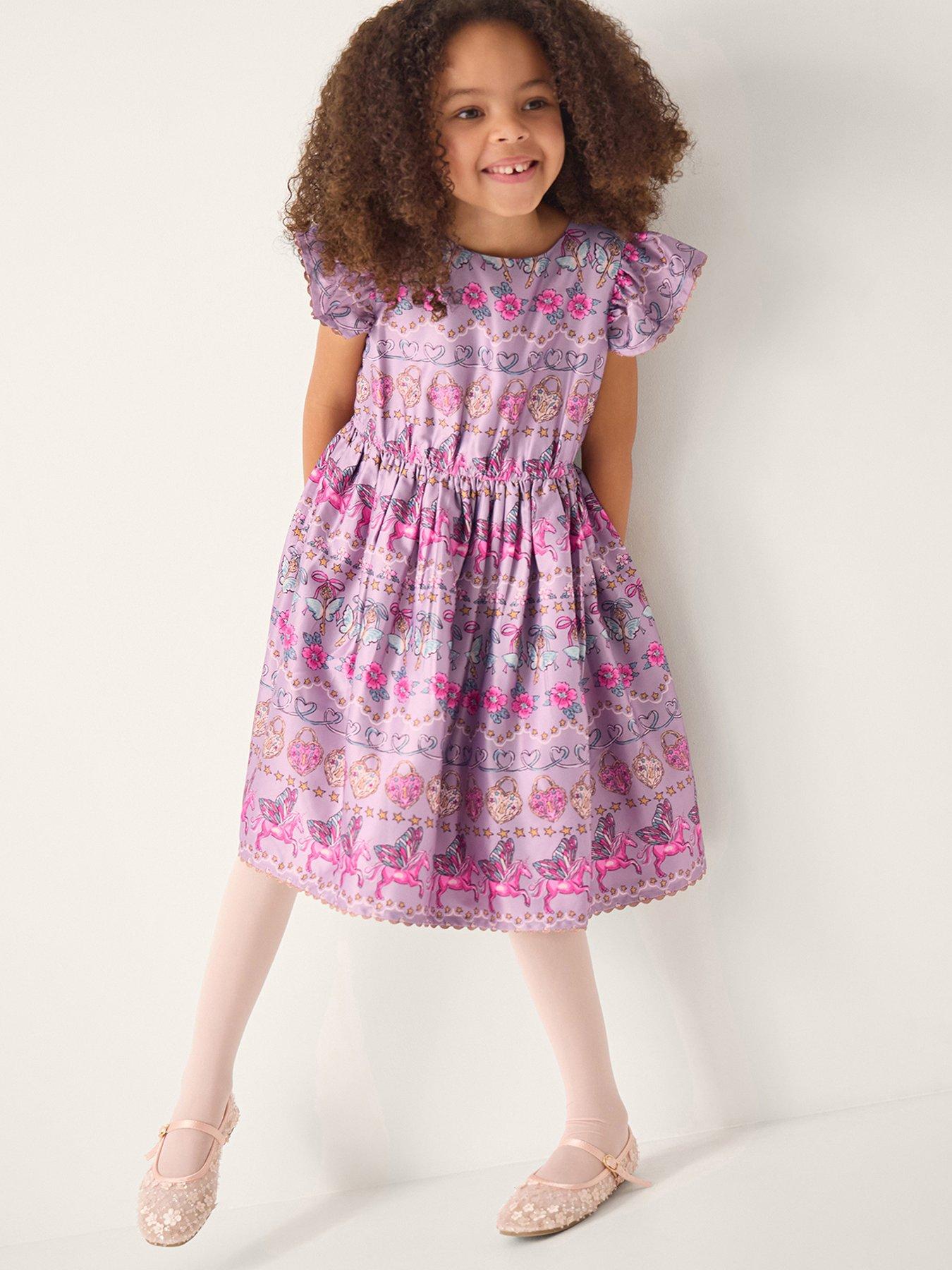 Monsoon Girls Treat Culture Satin Dress - Purple