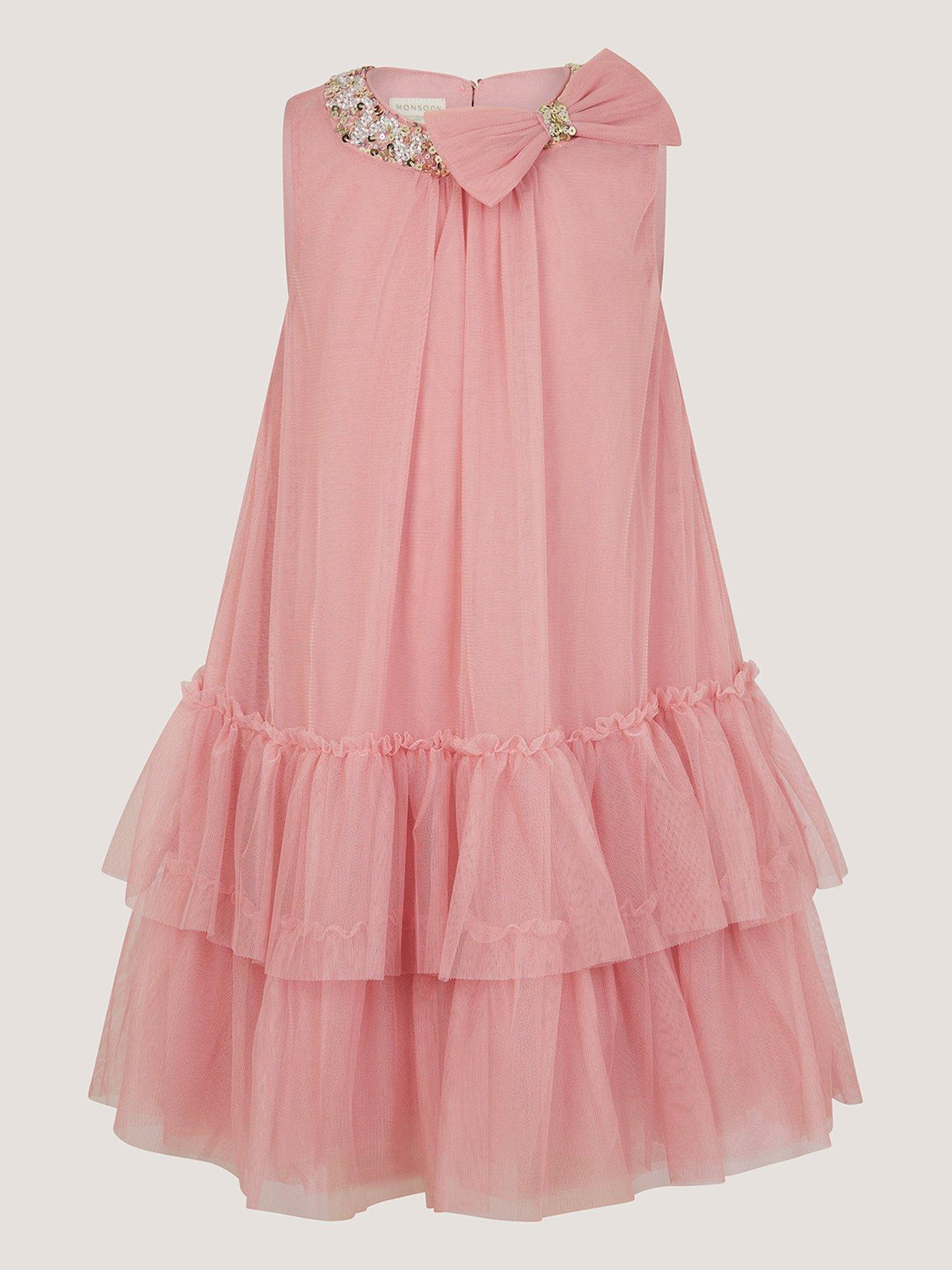 Monsoon Girls Sequin Alex Swing Dress - Pink