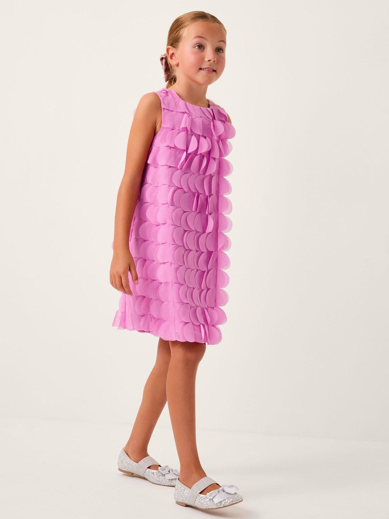 Monsoon Girls Jazzy Scallop Dress - Pink