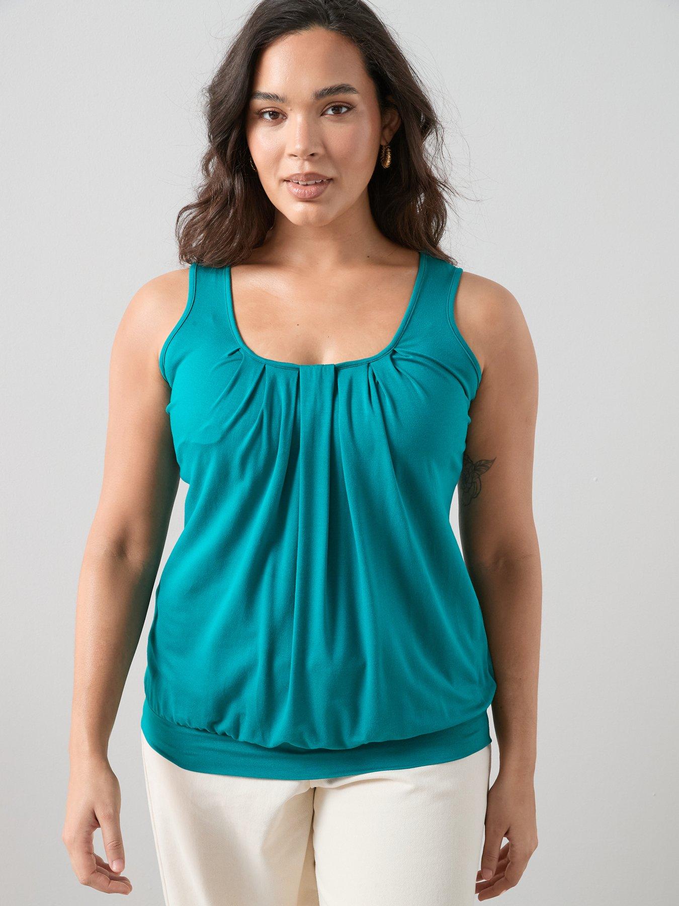 The Very Collection Curve Banded Hem Vest - Aqua