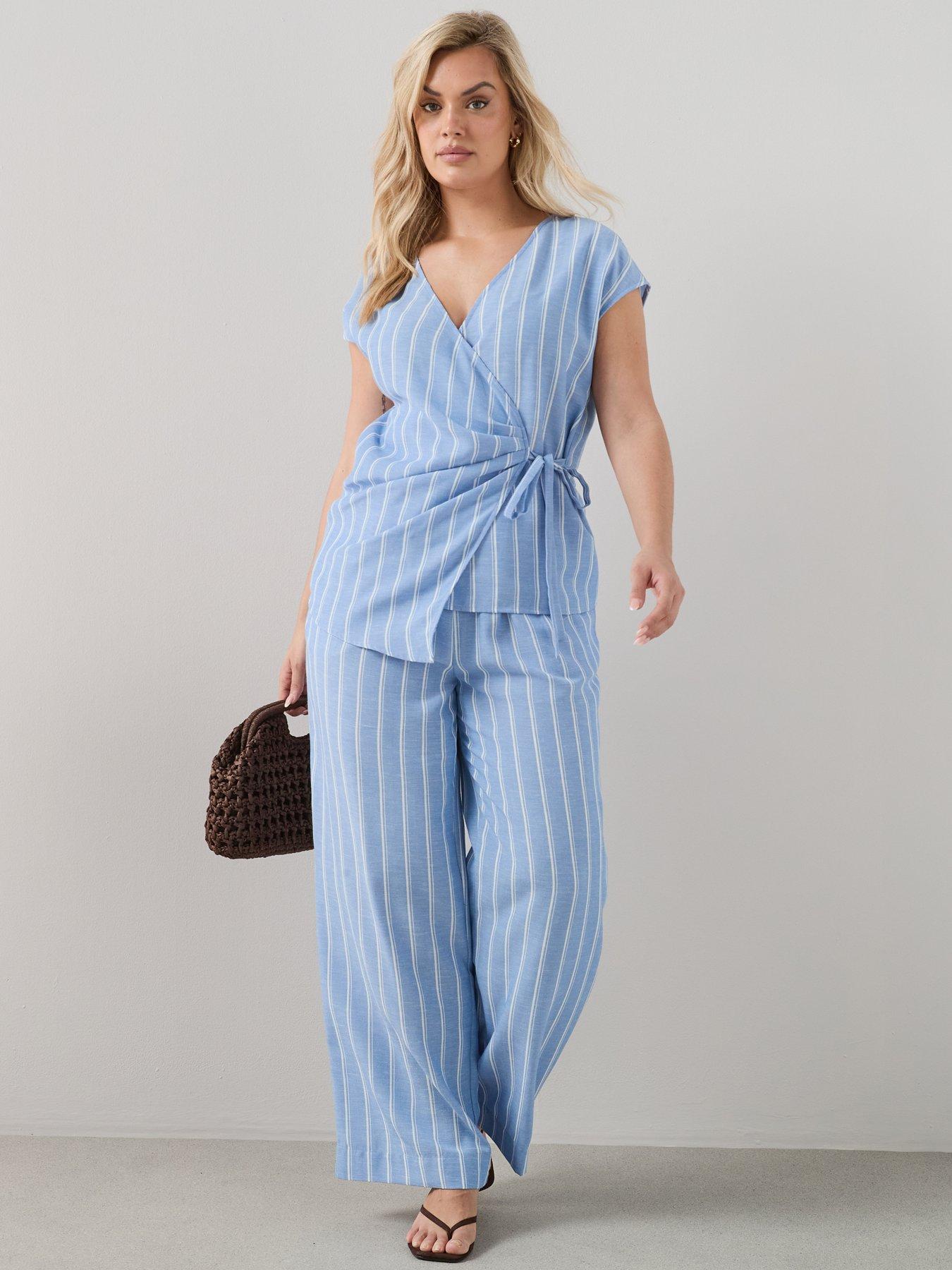 The Very Collection Curve Stripe Wrap Blouse