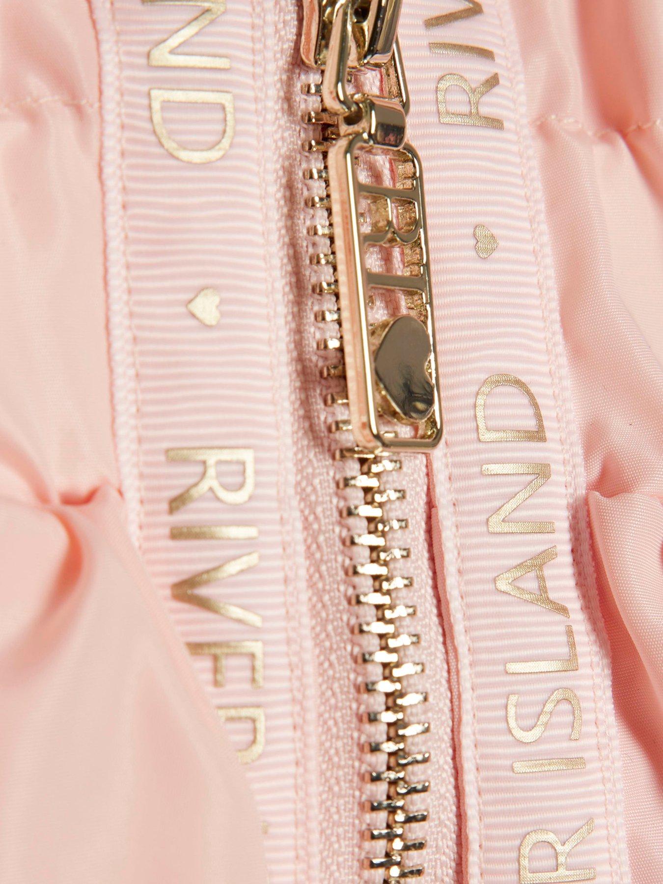 Image 3 of 5 of River Island Older Girls Bow Peplum Raincoat - Pink