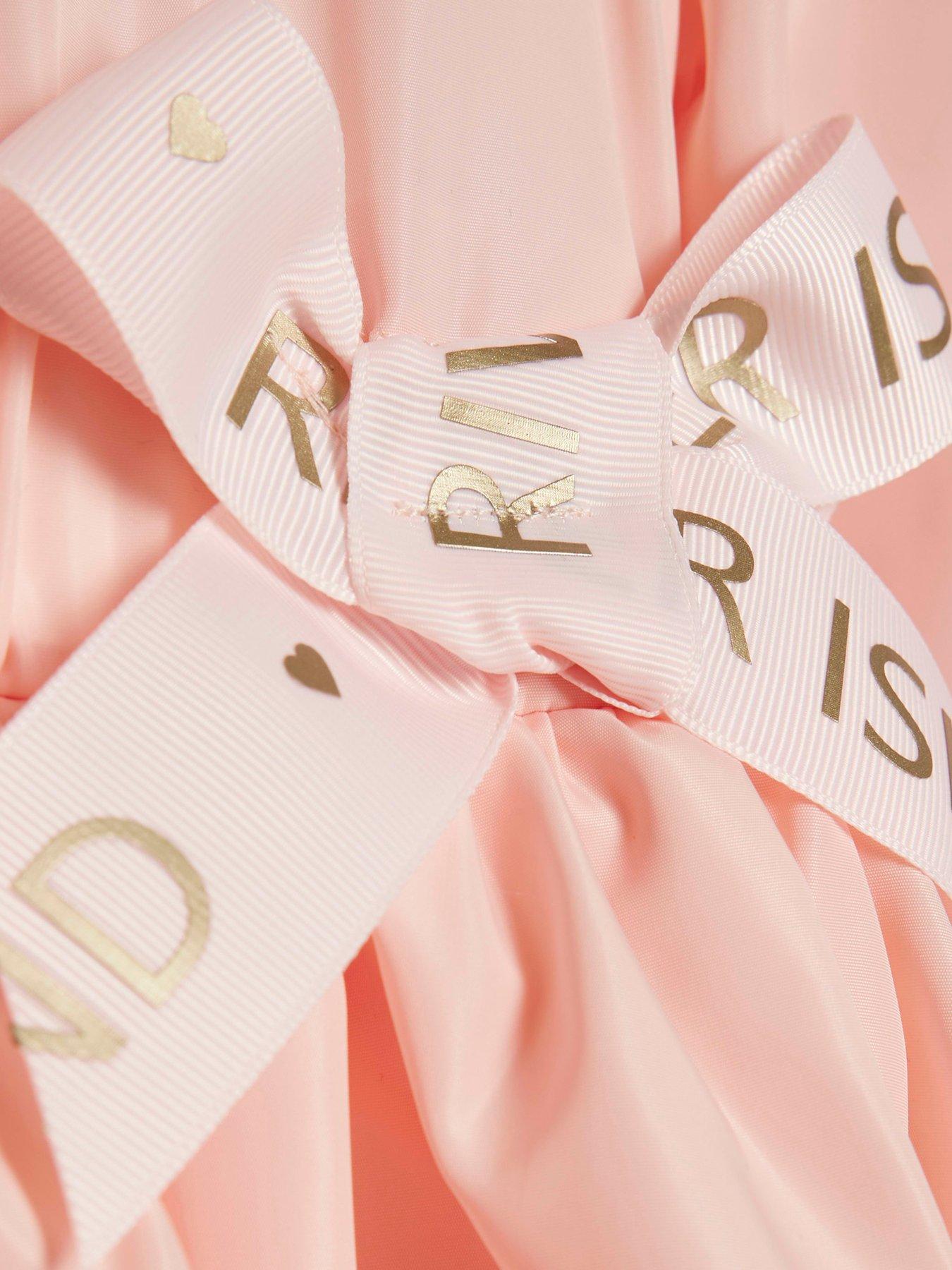 Image 4 of 5 of River Island Older Girls Bow Peplum Raincoat - Pink