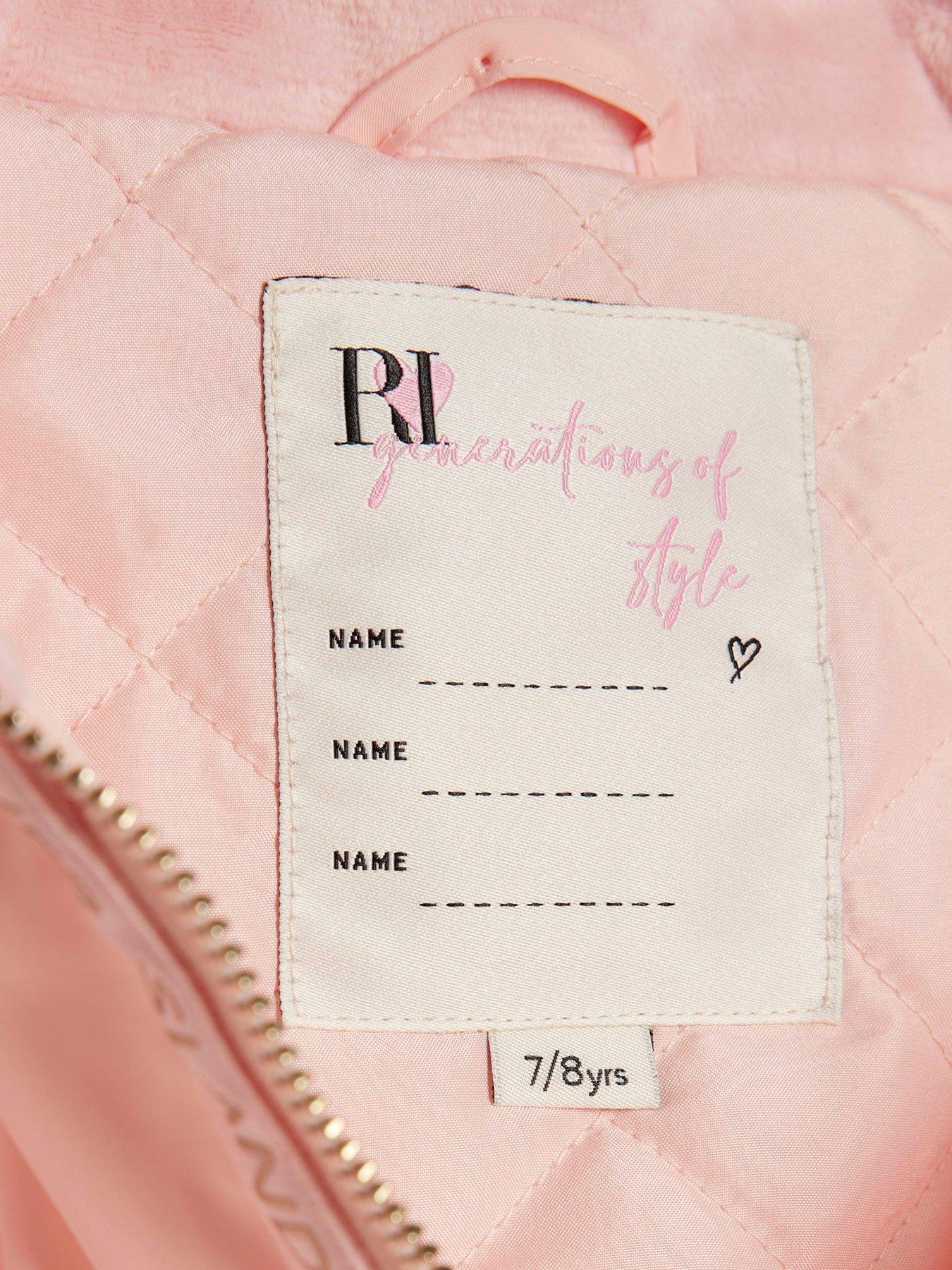 Image 5 of 5 of River Island Older Girls Bow Peplum Raincoat - Pink