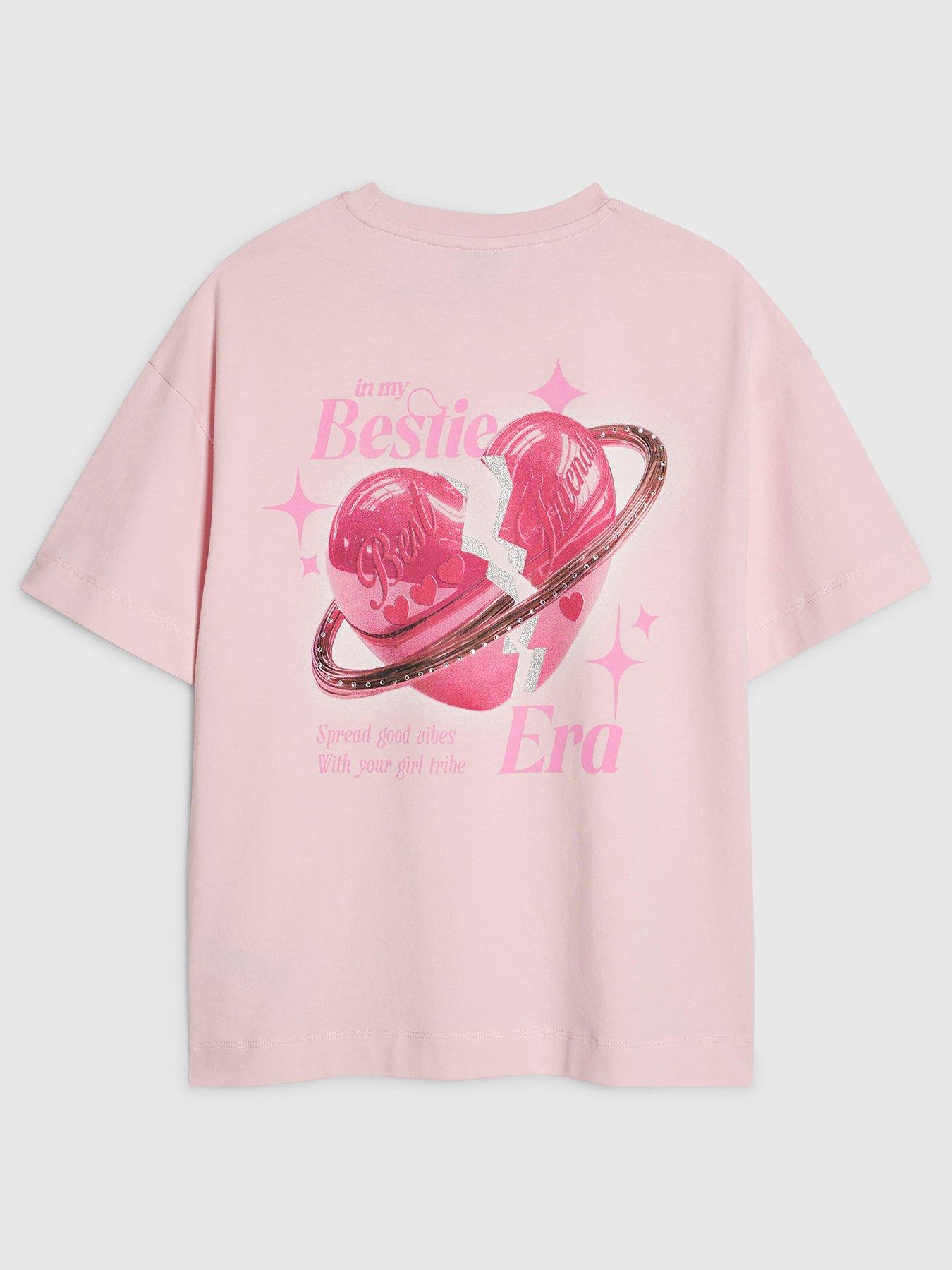 River Island Older Girls Bestie Era T-Shirt - Pink