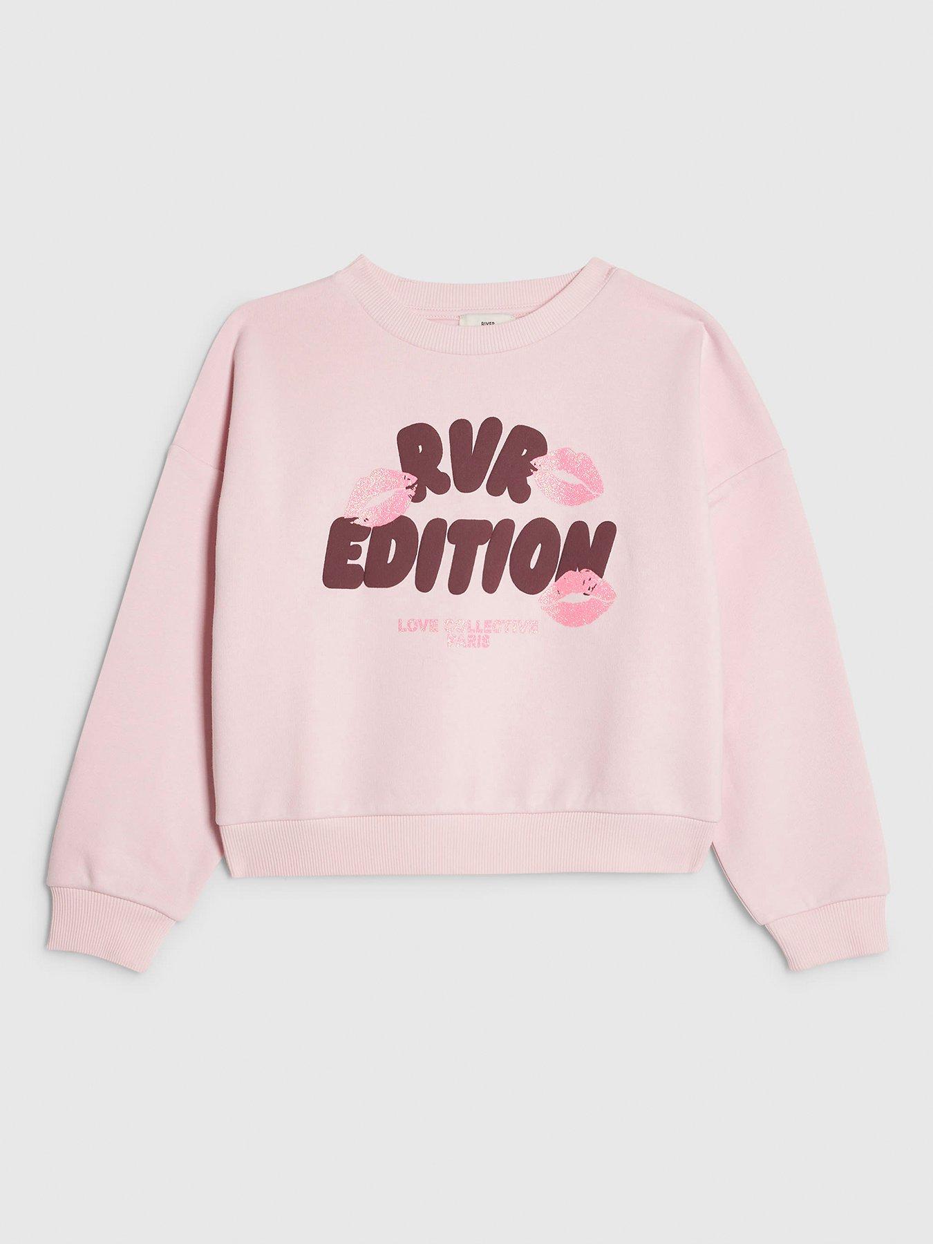 River Island Older Girls RVR Edition Sweatshirt - Pink