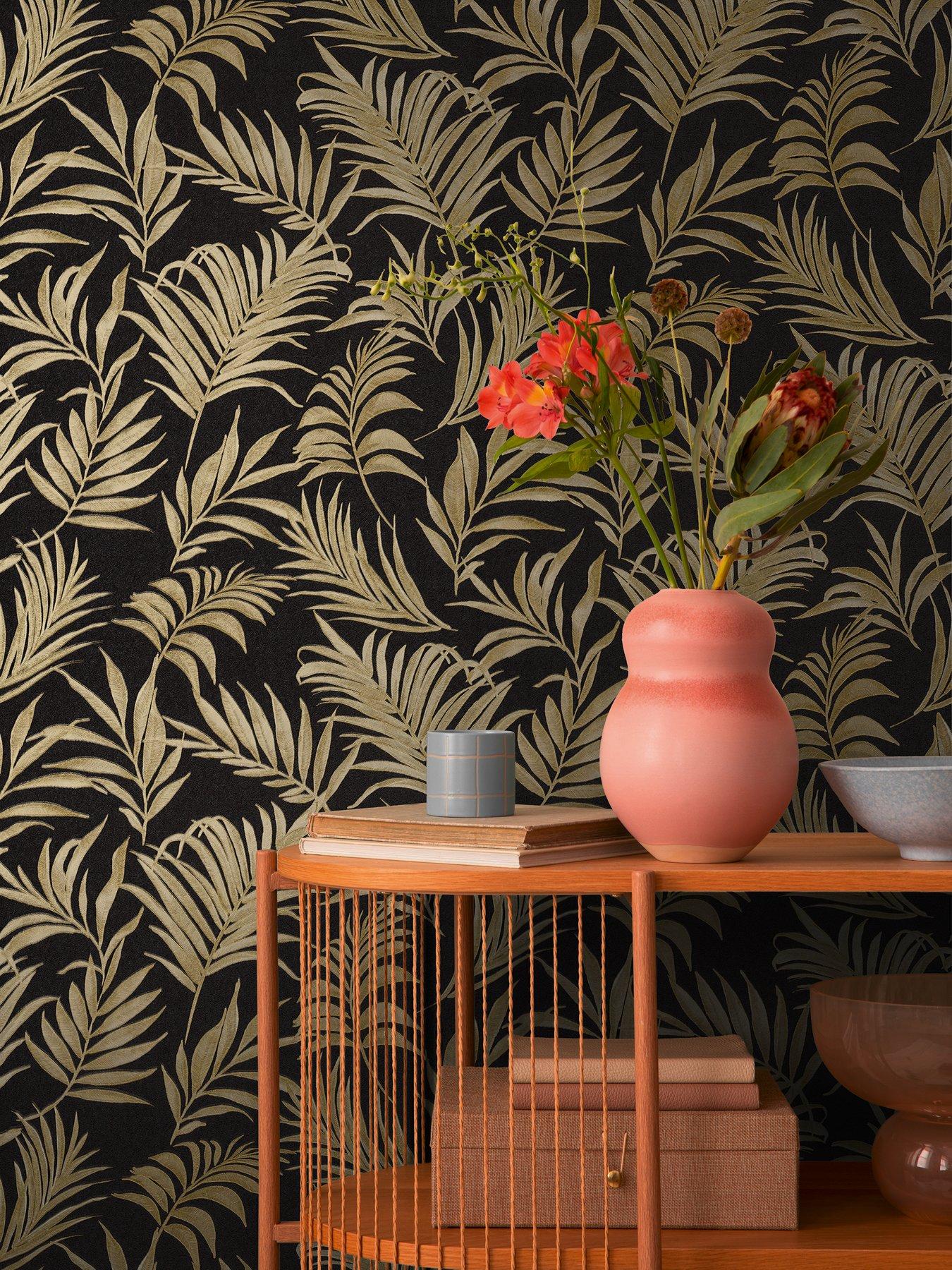 CosmoLiving by Cosmopolitan Midnight Botanica Black Non Woven Wallpaper