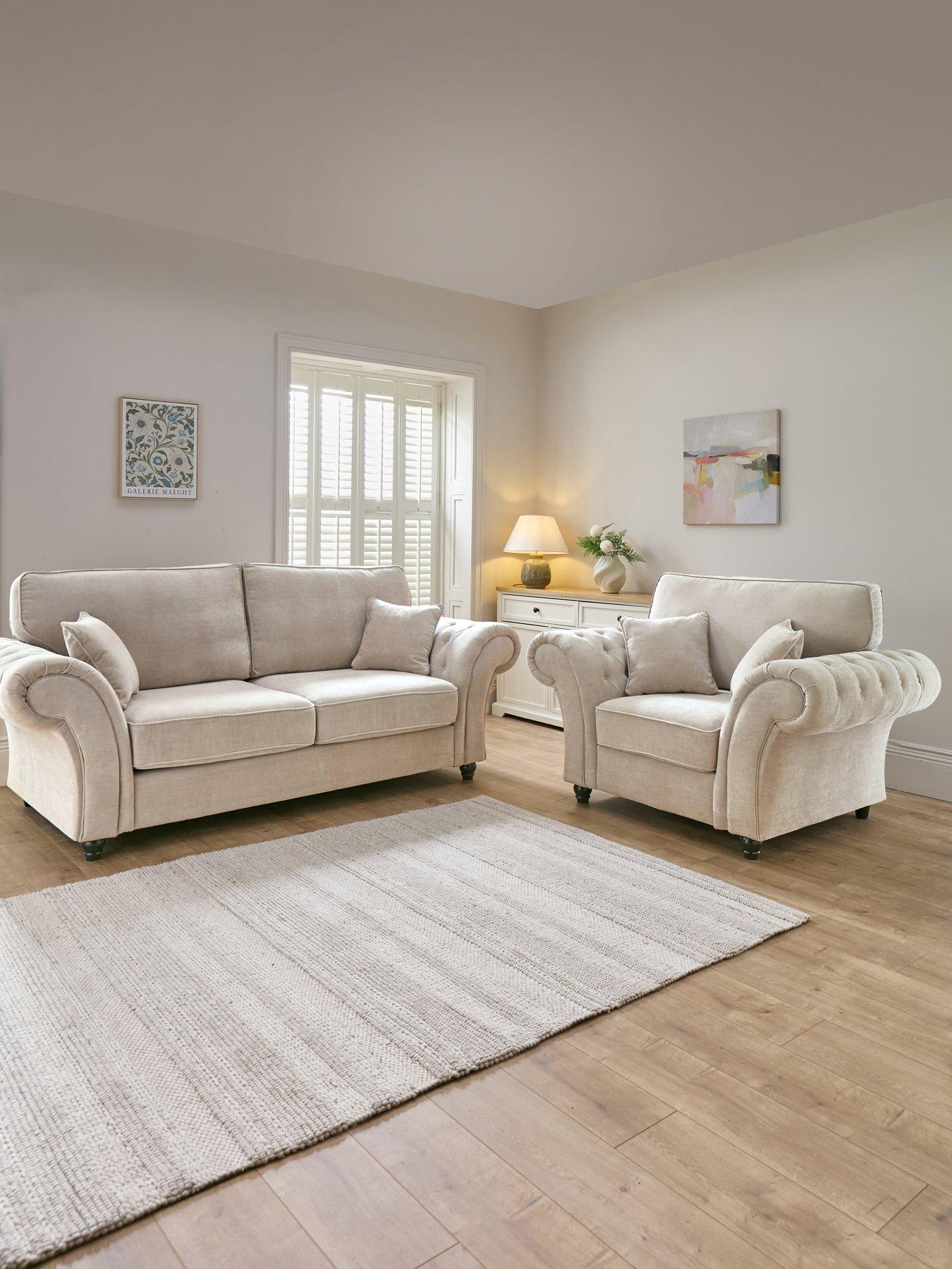 The Very Collection Windsor Fabric 3 Seater Standard Back Sofa + Armchair Set (Buy  &  SAVE!)