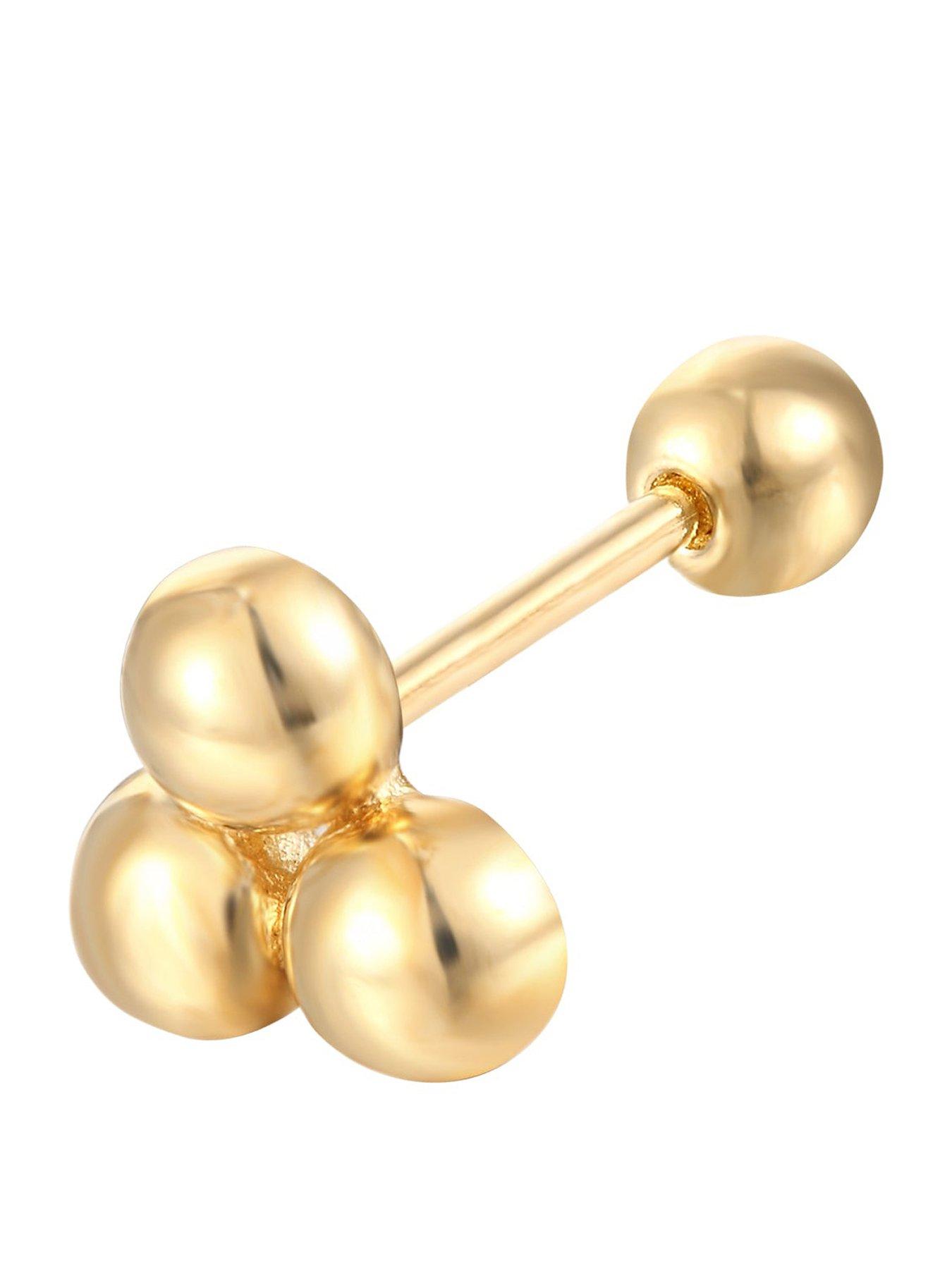 Image 1 of 5 of Seol + Gold 18ct Gold Plate Over Sterling Silver Triple Dot Barbell Stud Earring