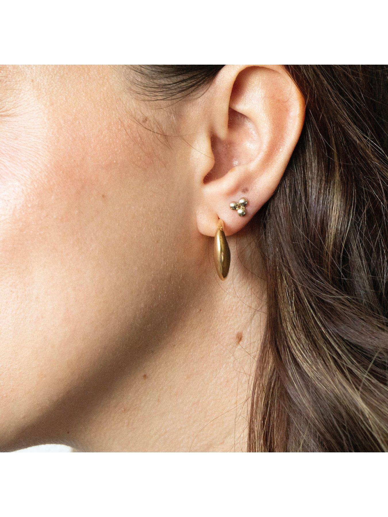 Image 2 of 5 of Seol + Gold 18ct Gold Plate Over Sterling Silver Triple Dot Barbell Stud Earring