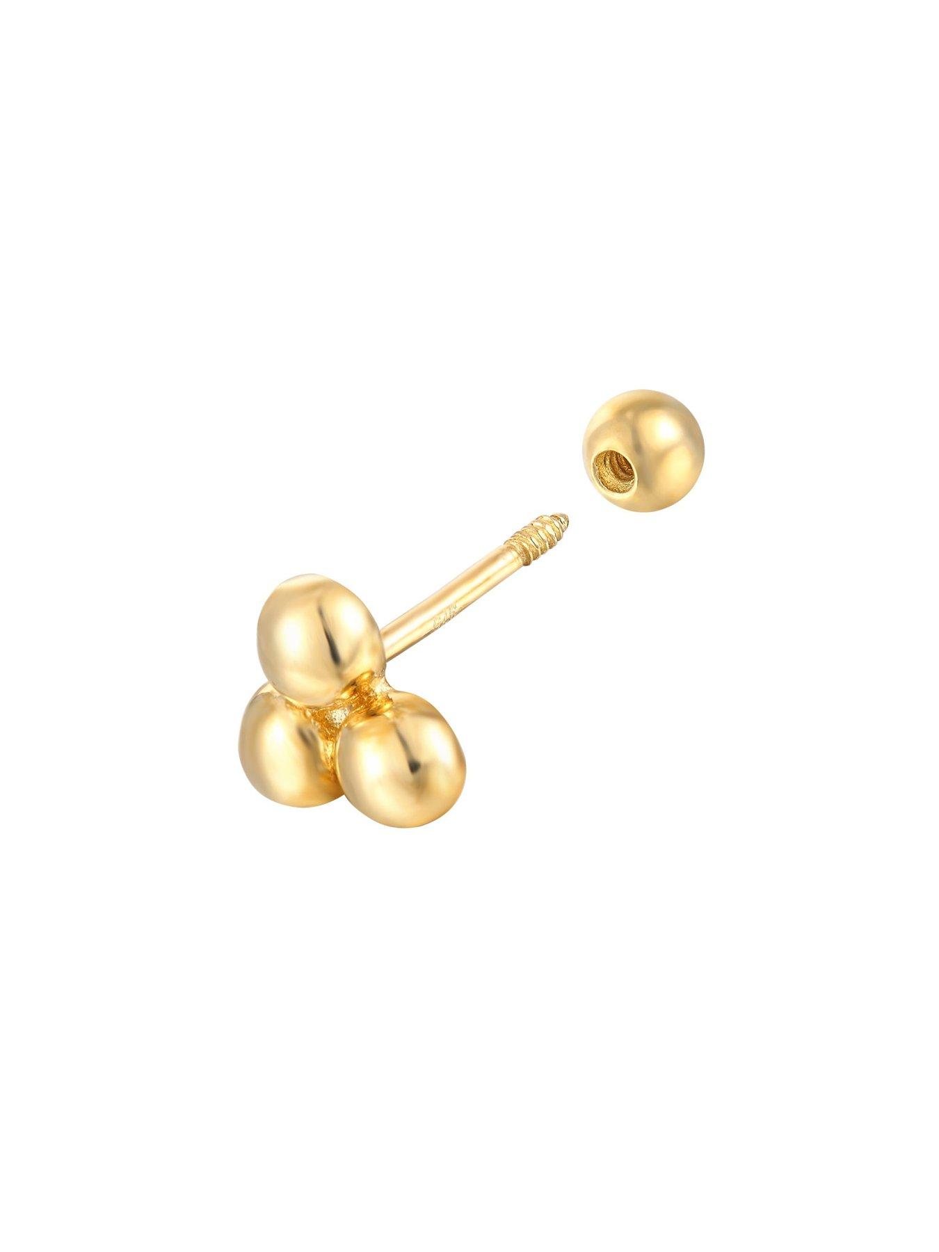 Image 3 of 5 of Seol + Gold 18ct Gold Plate Over Sterling Silver Triple Dot Barbell Stud Earring