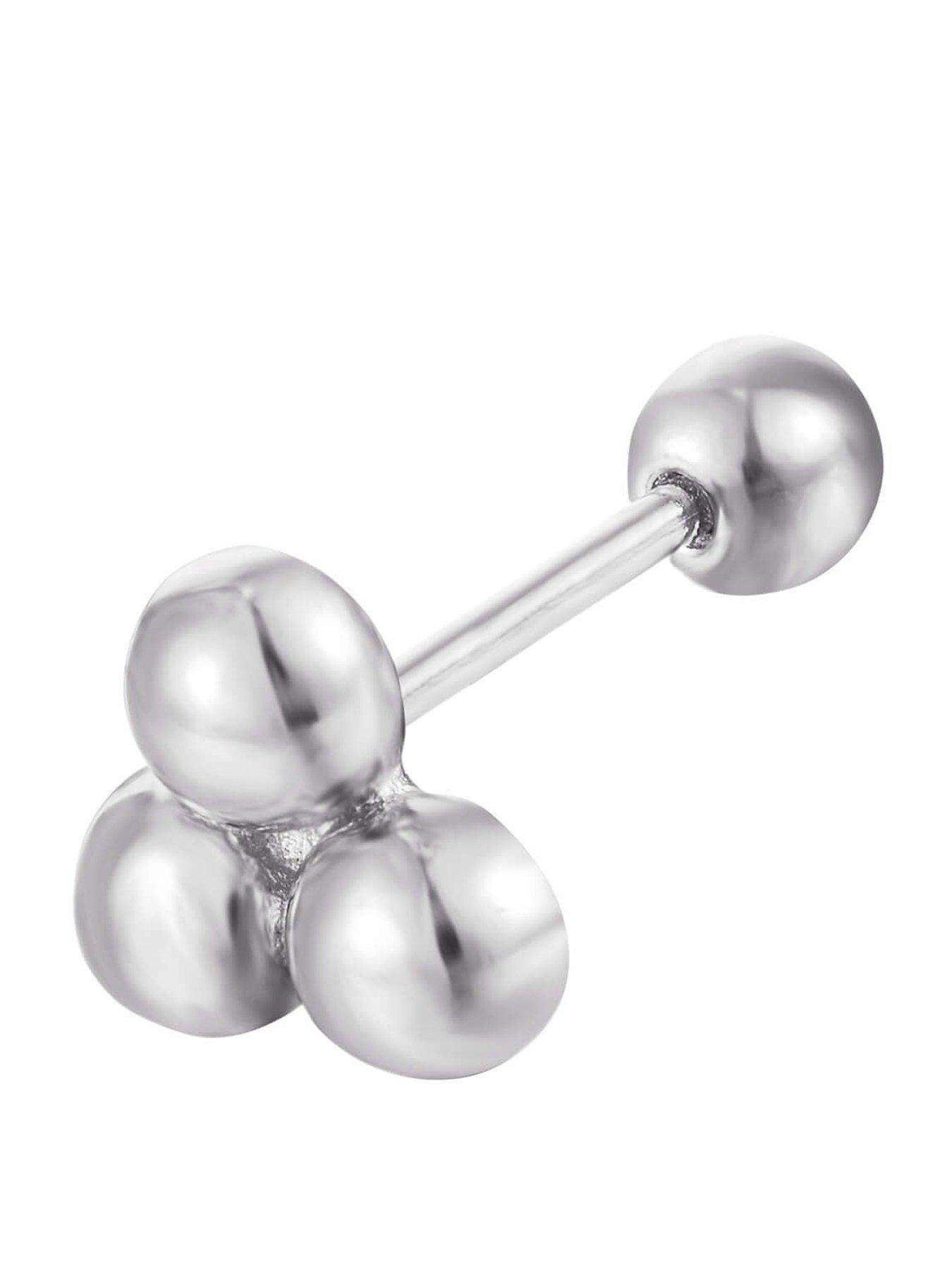 Seol + Gold Sterling Silver Triple Dot Barbell Stud Earring