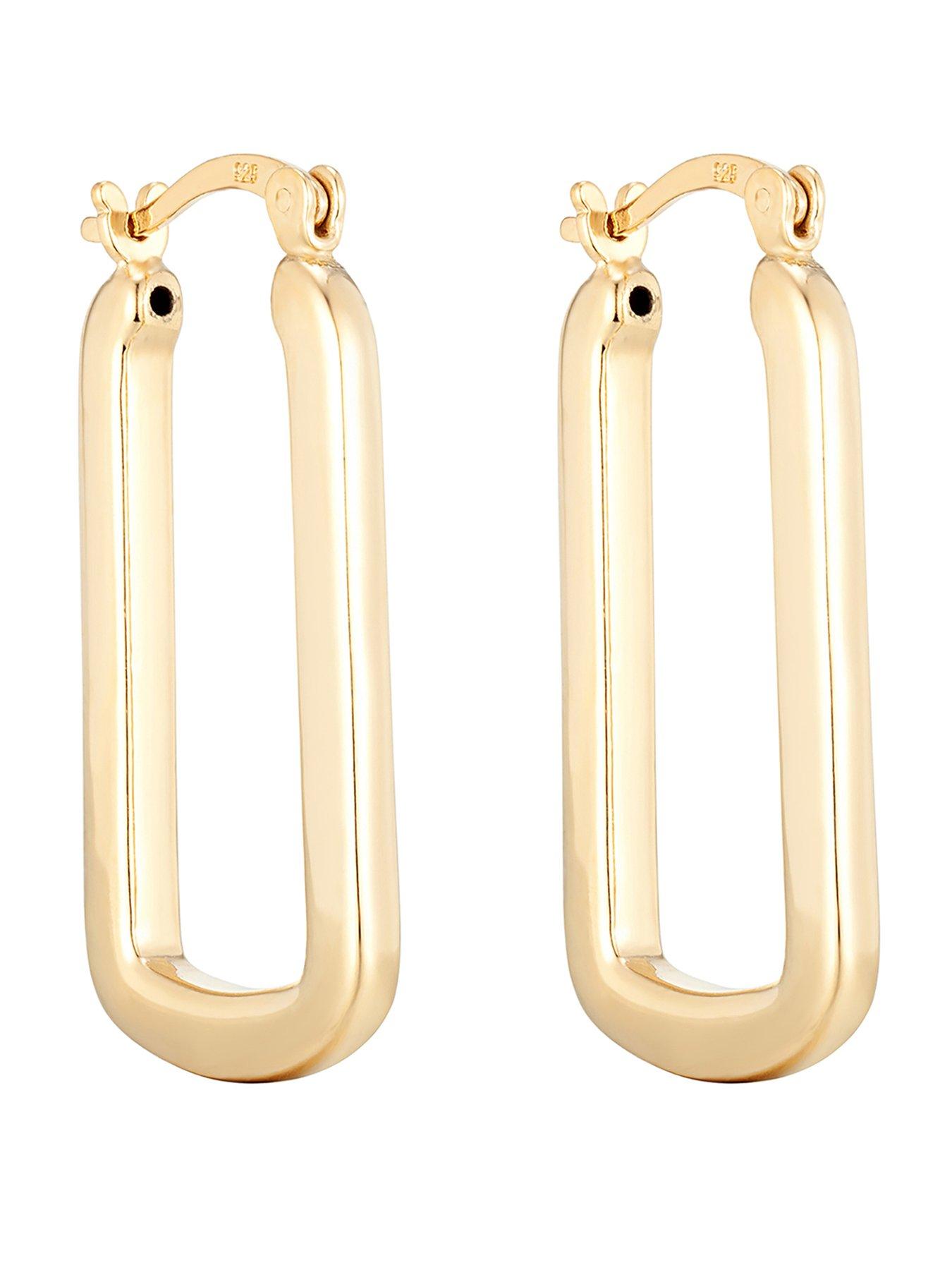 Seol + Gold 18ct Gold Plate Over Sterling Silver Rectangle Hoops