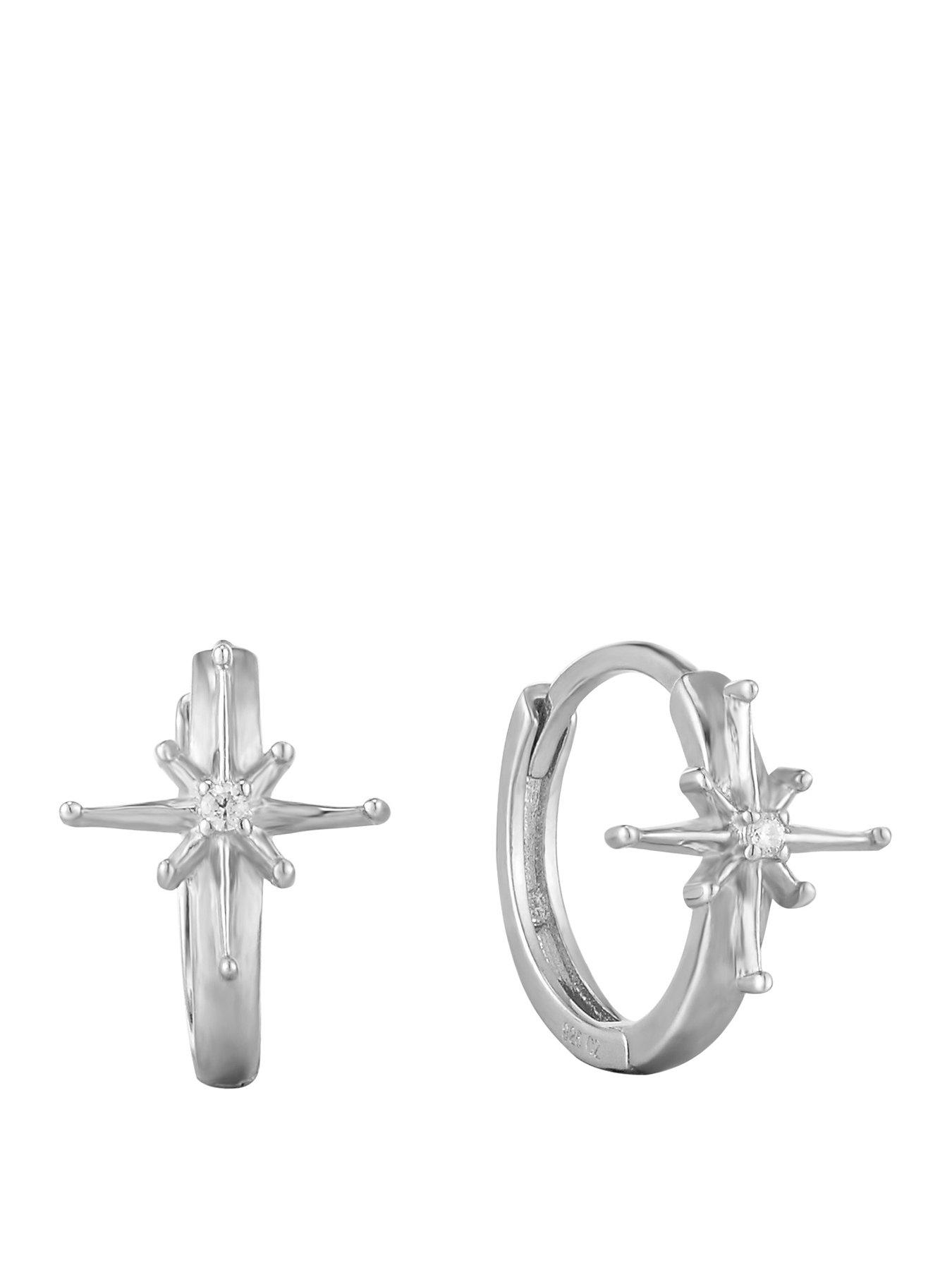 Seol + Gold Sterling Silver North Star CZ Hoop Earrings