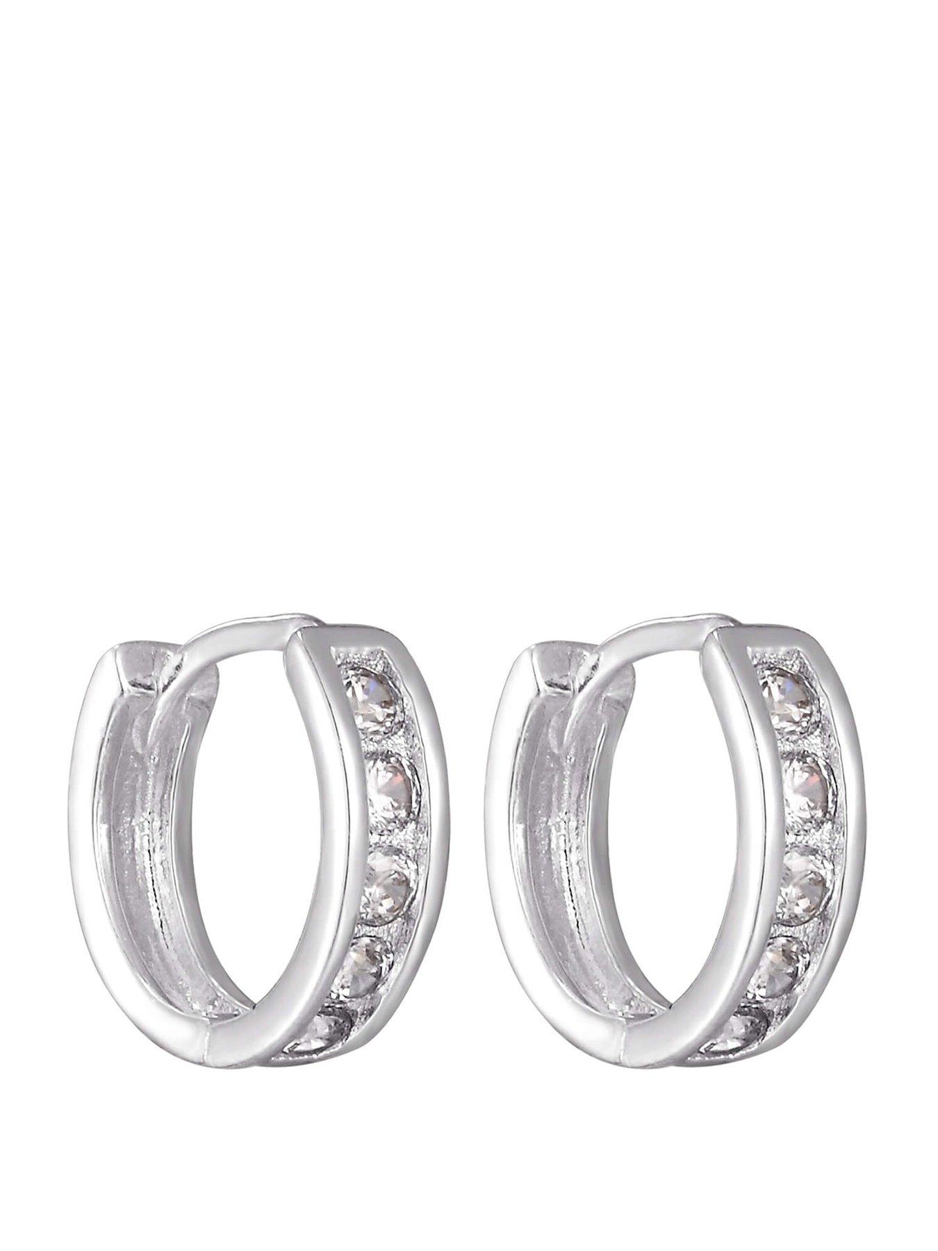 Seol + Gold Sterling Silver CZ Tiny Hoop Earrings