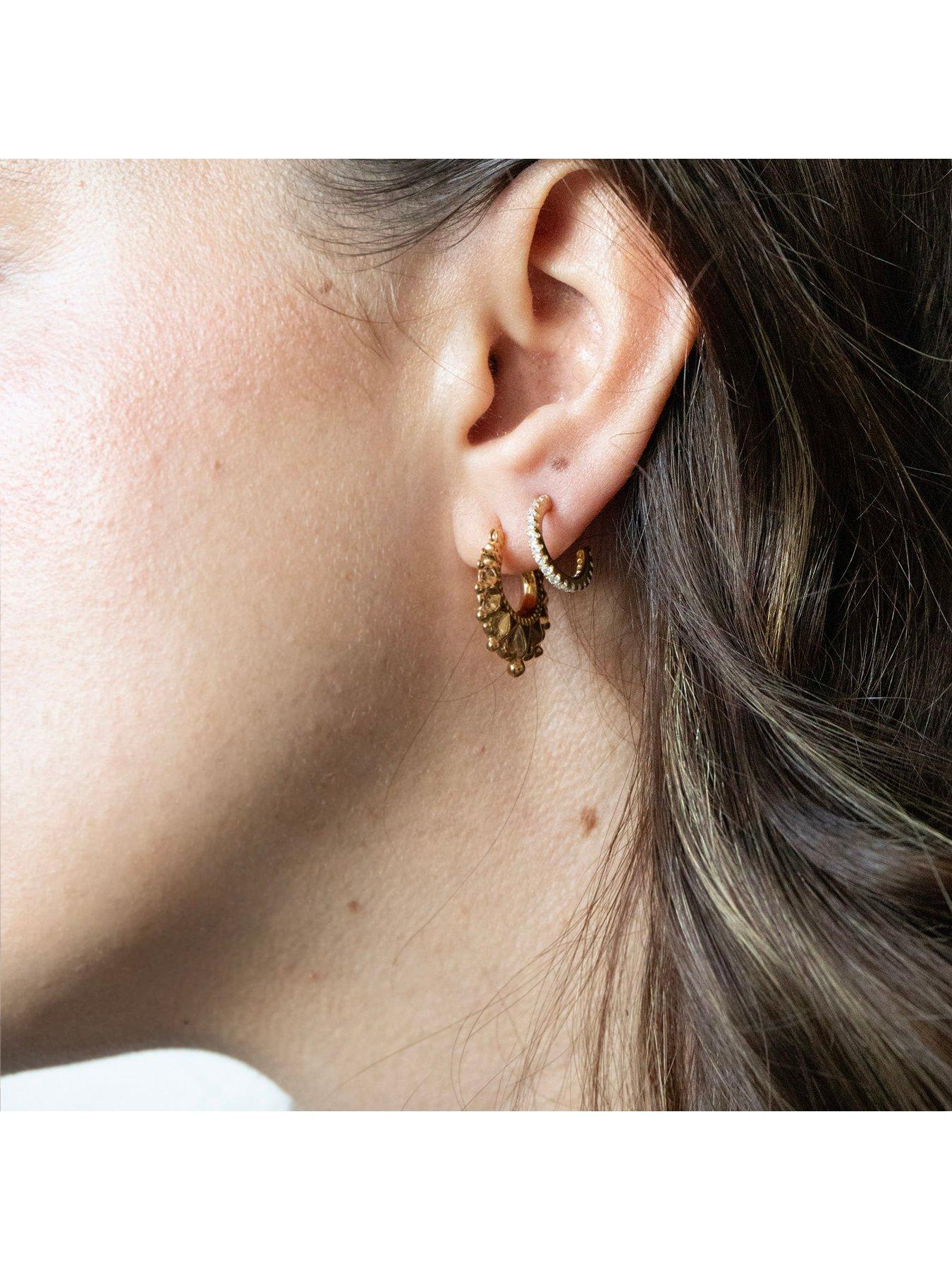 Image 2 of 6 of Seol + Gold 18ct Gold Plate Over Sterling Silver Traditional Hoops