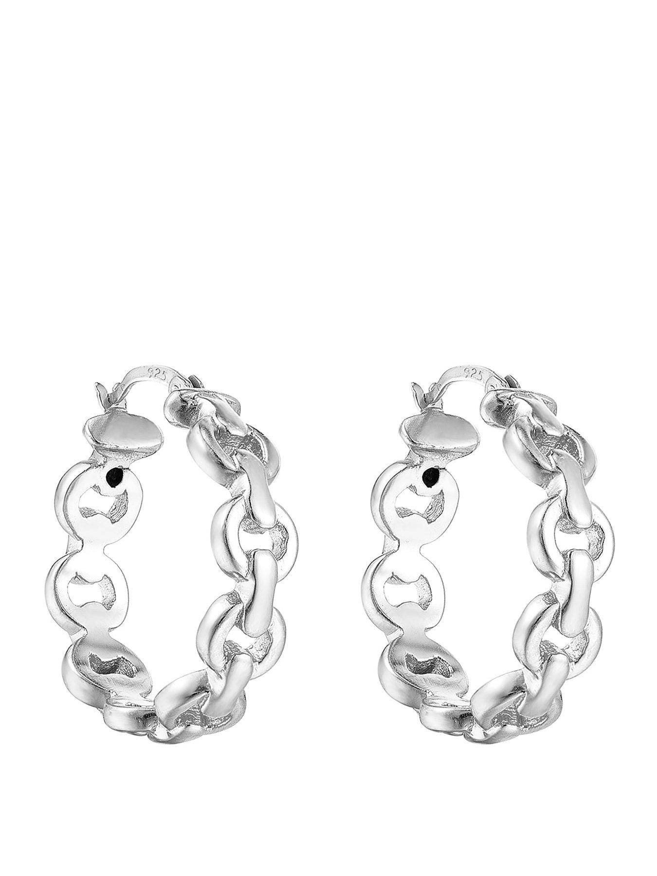 Seol + Gold Sterling Silver Anchor Chain Hoop Earrings