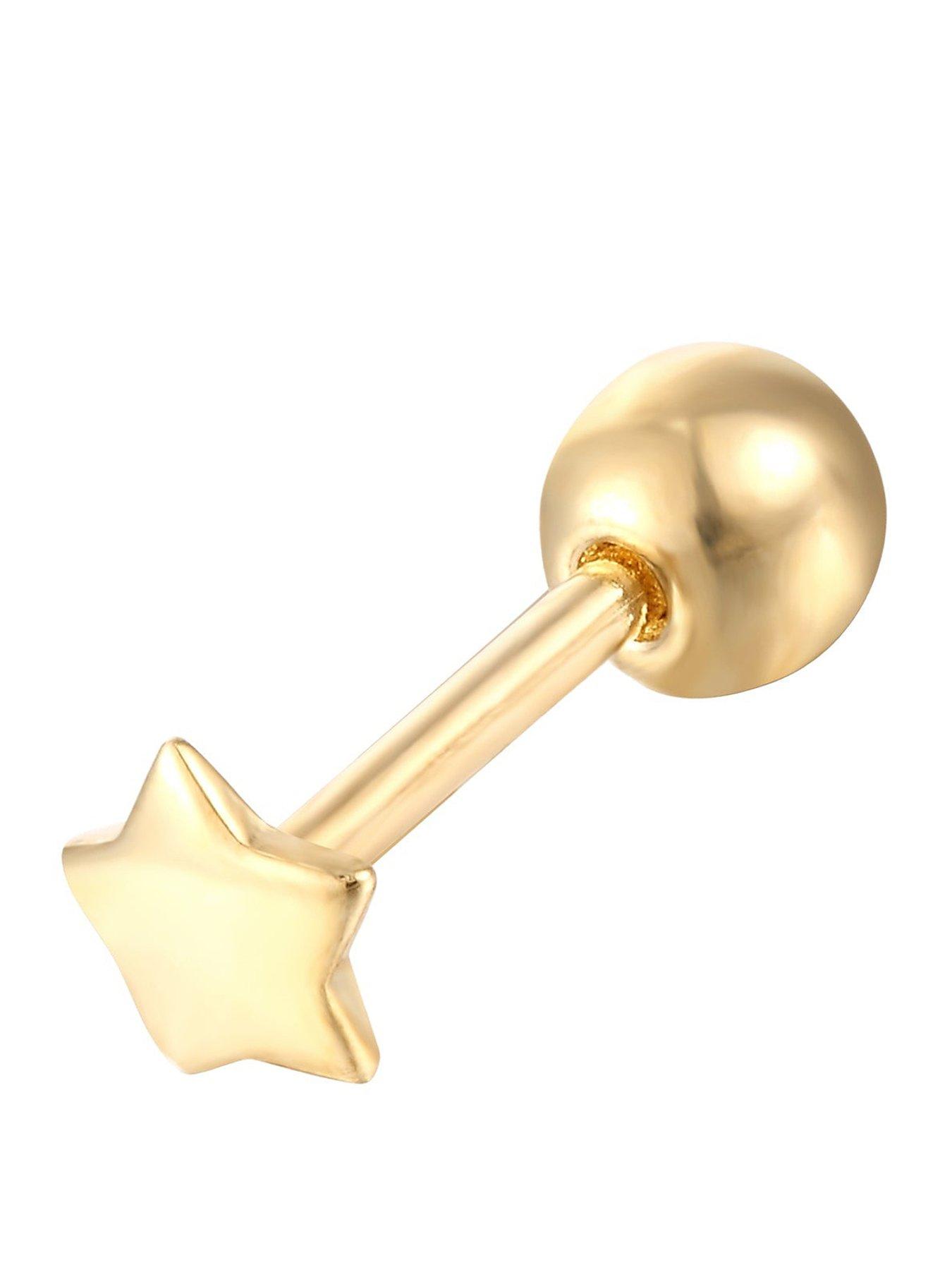 Seol + Gold 18ct Gold Plate Over Sterling Silver Tiny Star Barbell Stud Earring