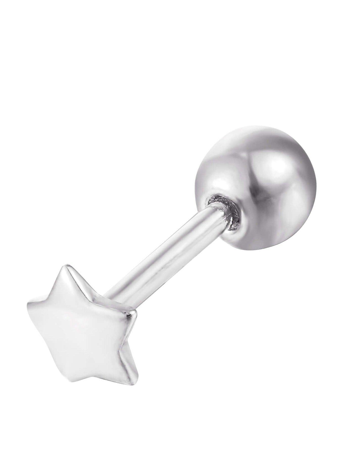 Seol + Gold Sterling Silver Tiny Star Barbell Stud Earring