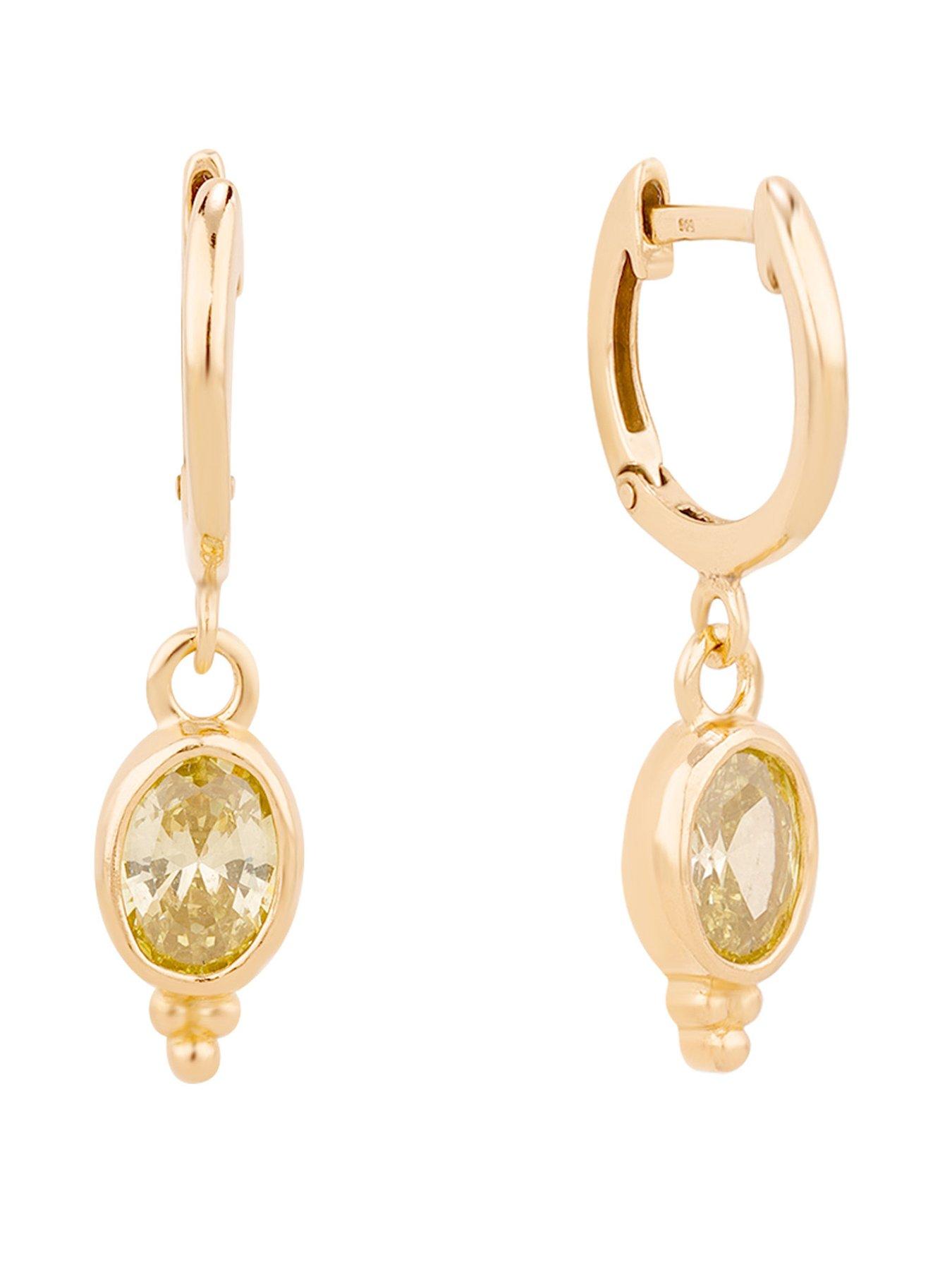 Seol + Gold 18ct Gold Plate Over Sterling Silver Peridot Bobble Charm Hoops