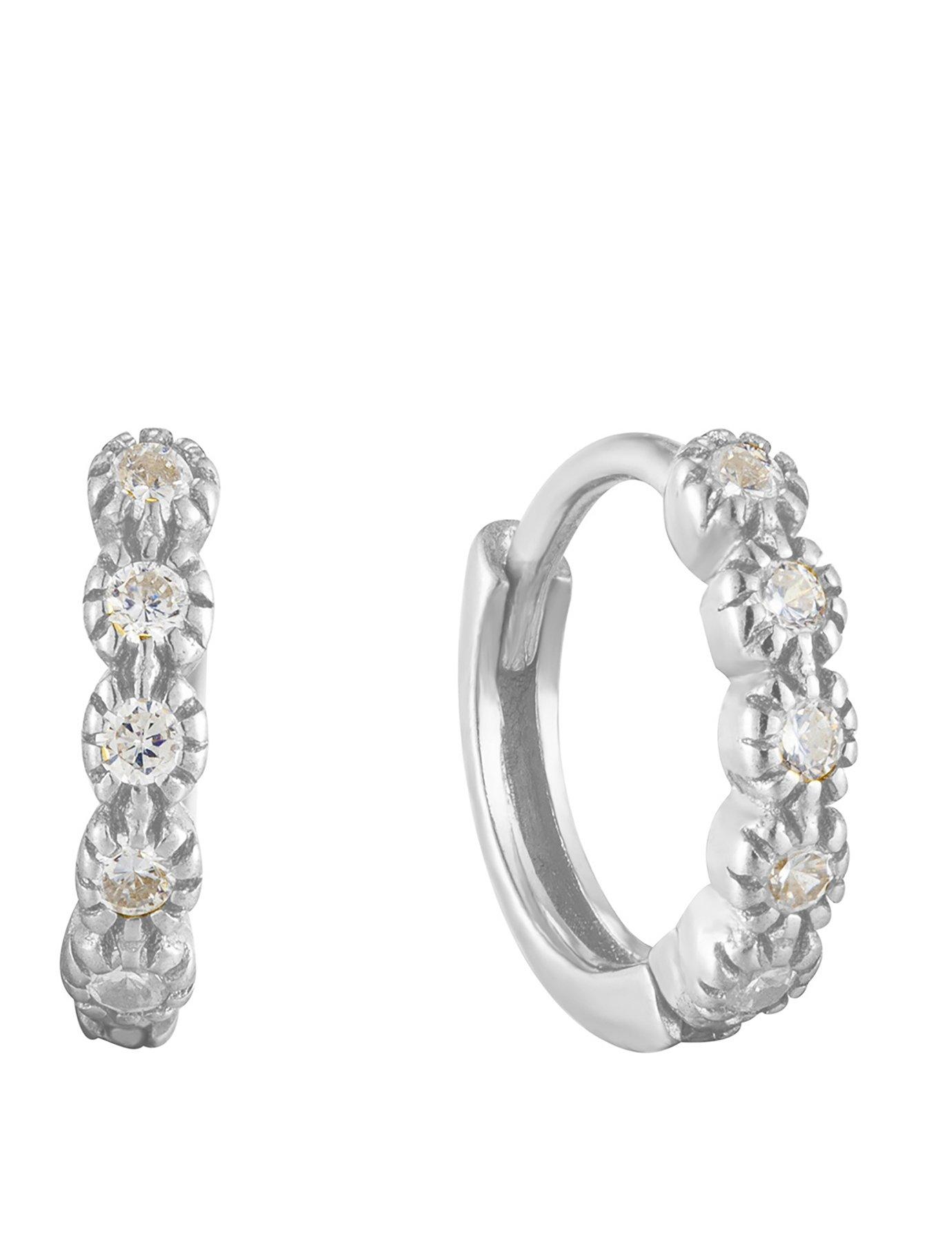 Seol + Gold Sterling Silver Tiny CZ Scallop Hoops
