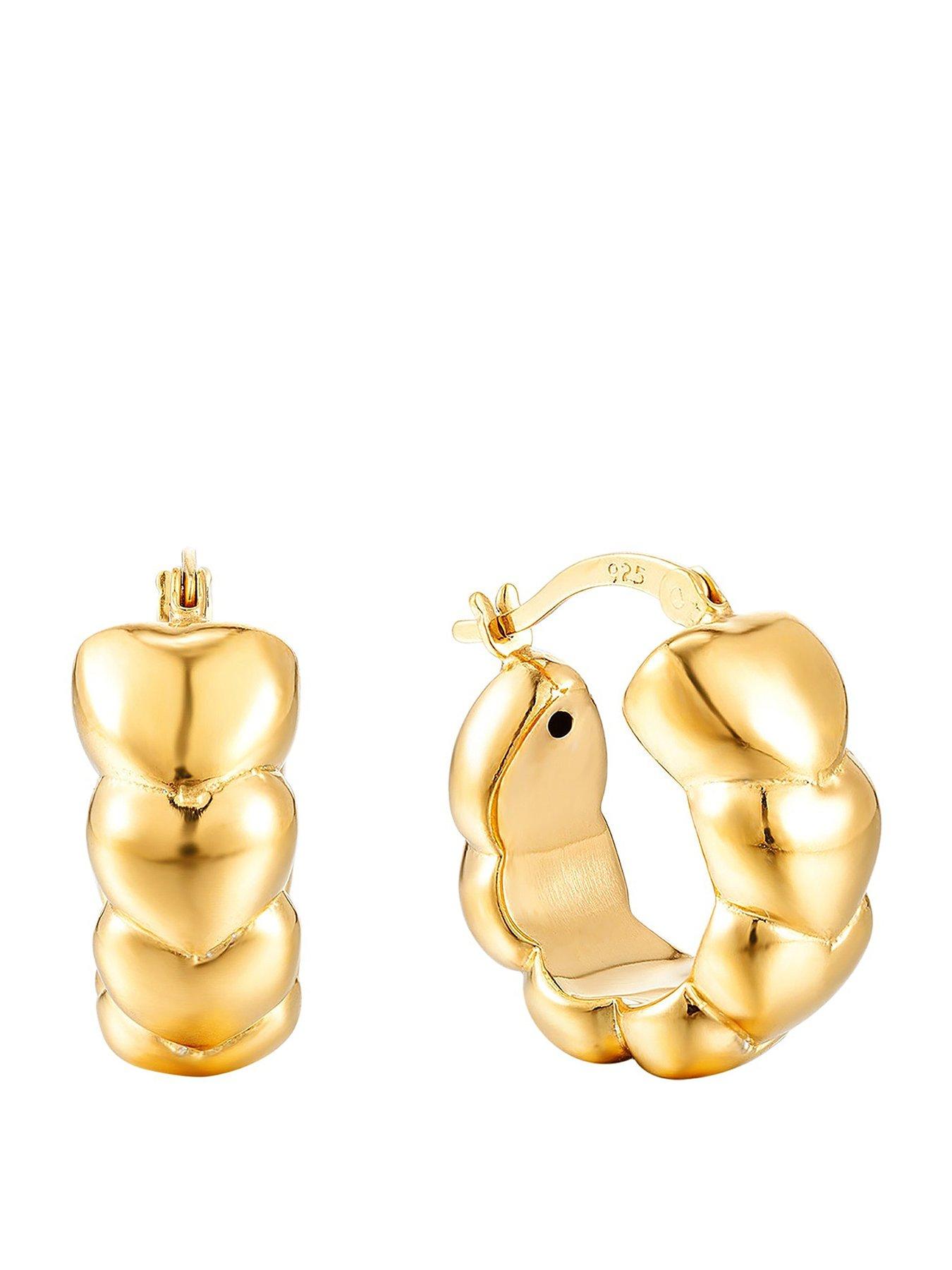 Image 1 of 6 of Seol + Gold 18ct Gold Plate Over Sterling Silver Puffy Heart Hoop Earring