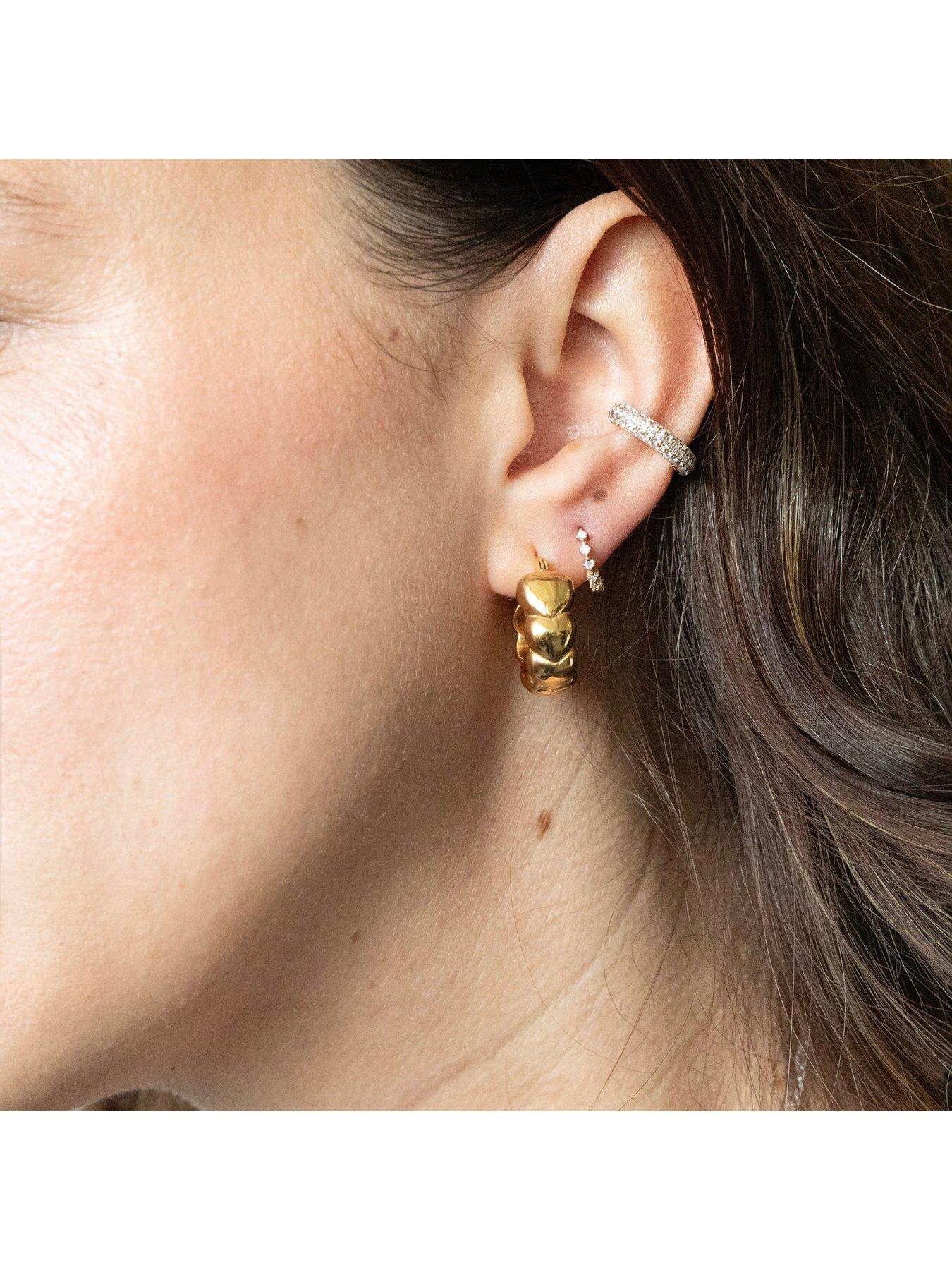 Image 2 of 6 of Seol + Gold 18ct Gold Plate Over Sterling Silver Puffy Heart Hoop Earring