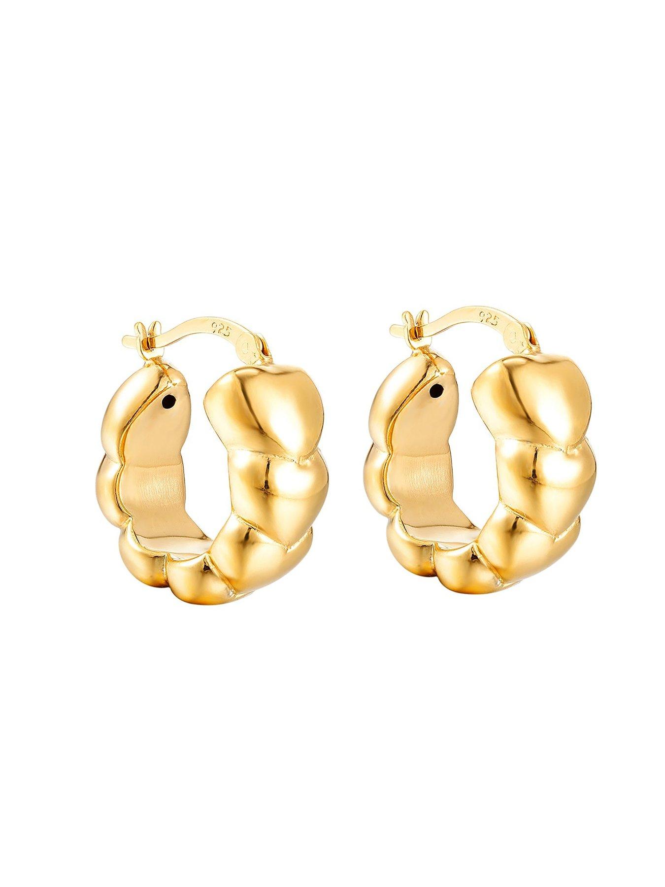 Image 3 of 6 of Seol + Gold 18ct Gold Plate Over Sterling Silver Puffy Heart Hoop Earring