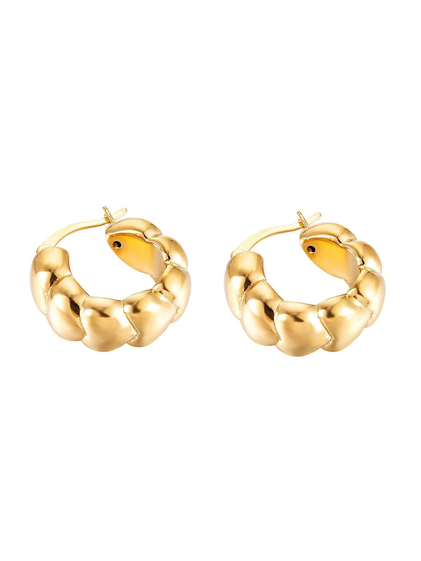 Image 5 of 6 of Seol + Gold 18ct Gold Plate Over Sterling Silver Puffy Heart Hoop Earring
