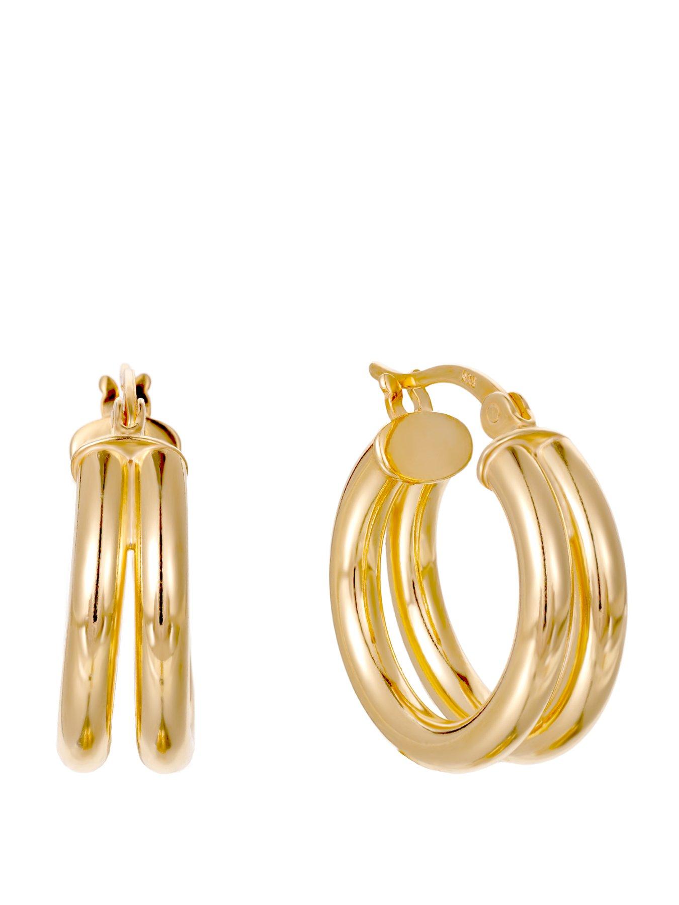 Seol + Gold 18ct Gold Plate Over Sterling Silver Double Hoop Earrings