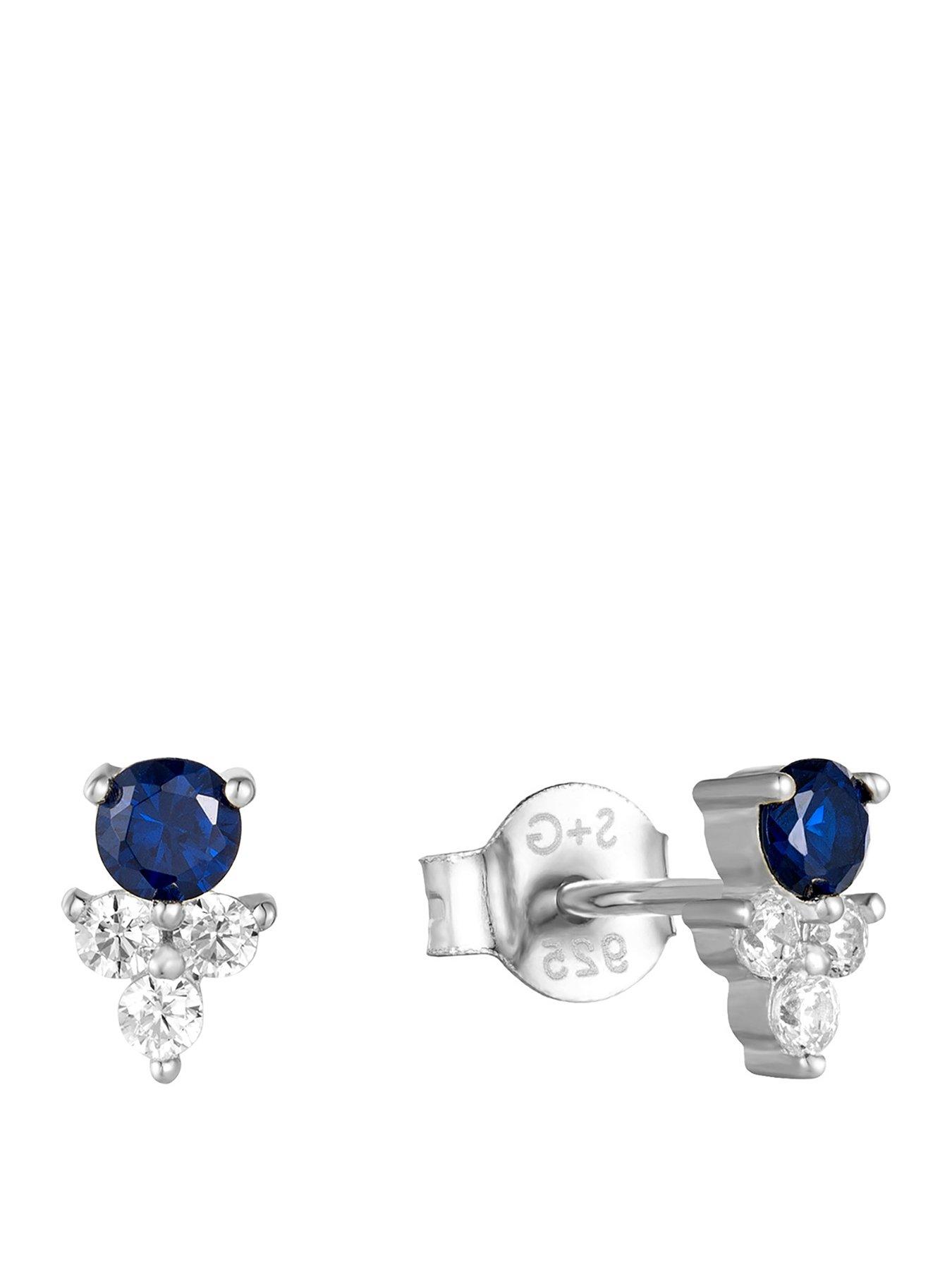 Seol + Gold Sterling Silver Sapphire CZ Cluster Stud Earrings