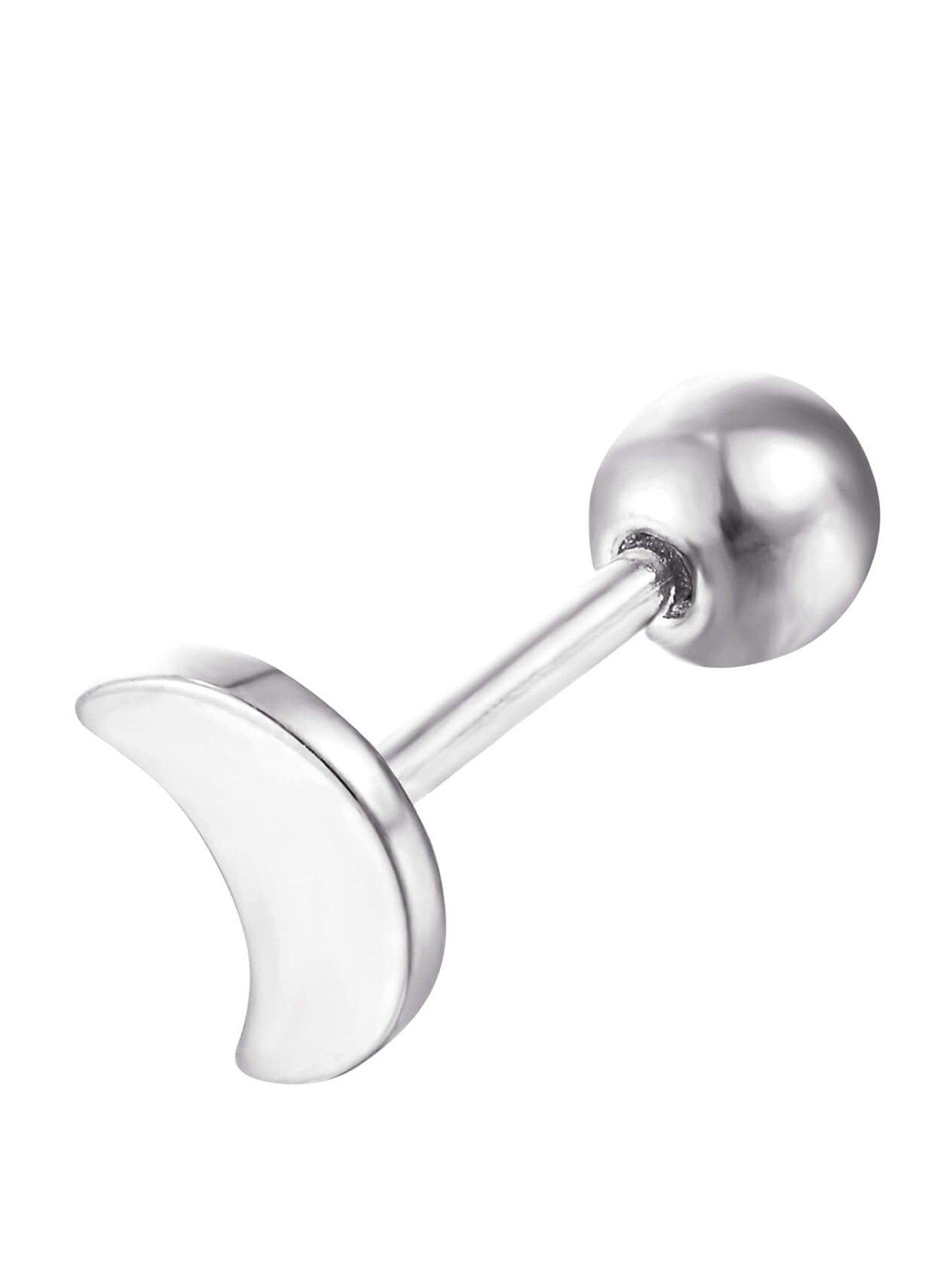 Seol + Gold Sterling Silver Tiny Moon Barbell Stud Earring