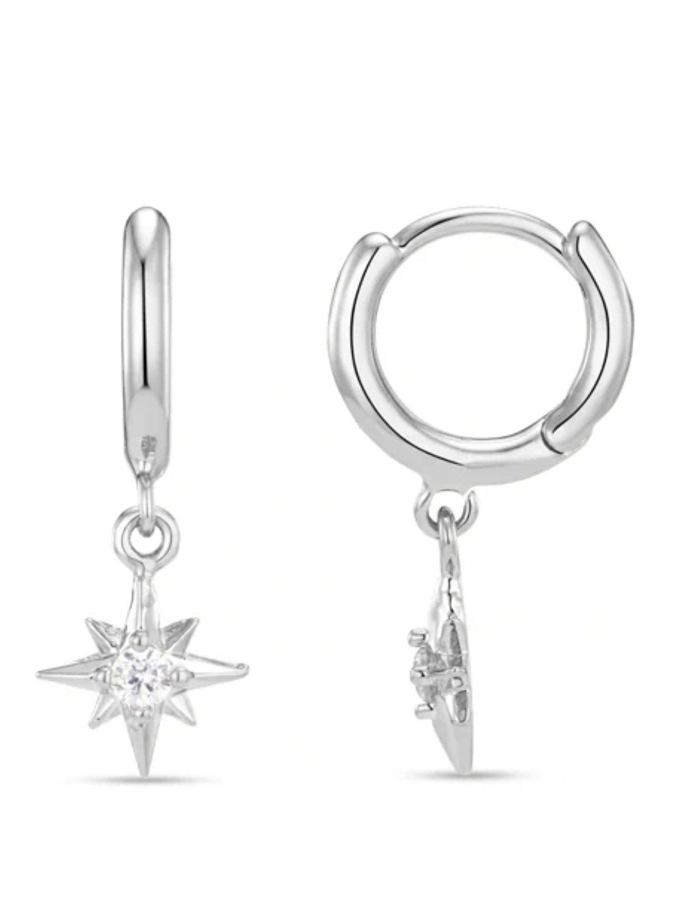 Orelia Crystal Starburst Micro Hoop Gift Box - Silver