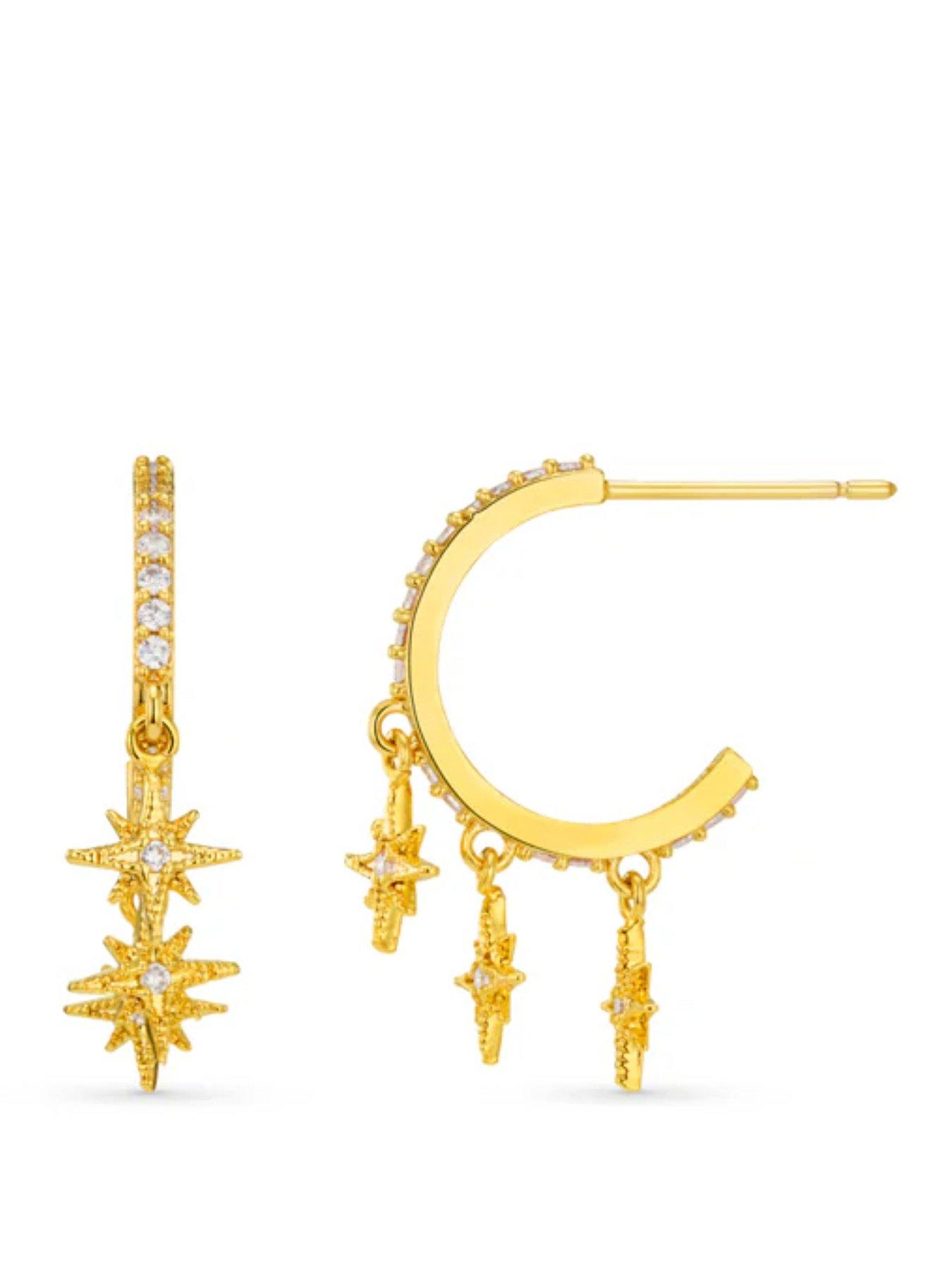 Orelia Pave Starburst Shaker Hoop Earrings