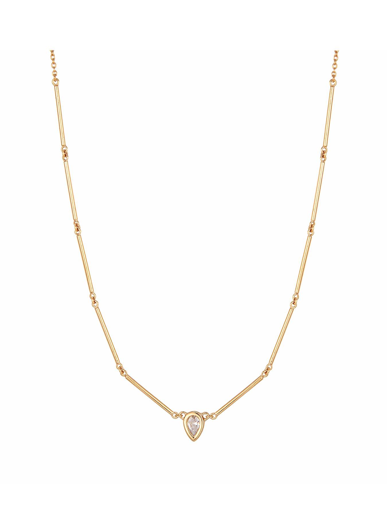 Seol + Gold 18Ct Gold Plate Over Sterling Silver Teardrop Cz Link Necklace