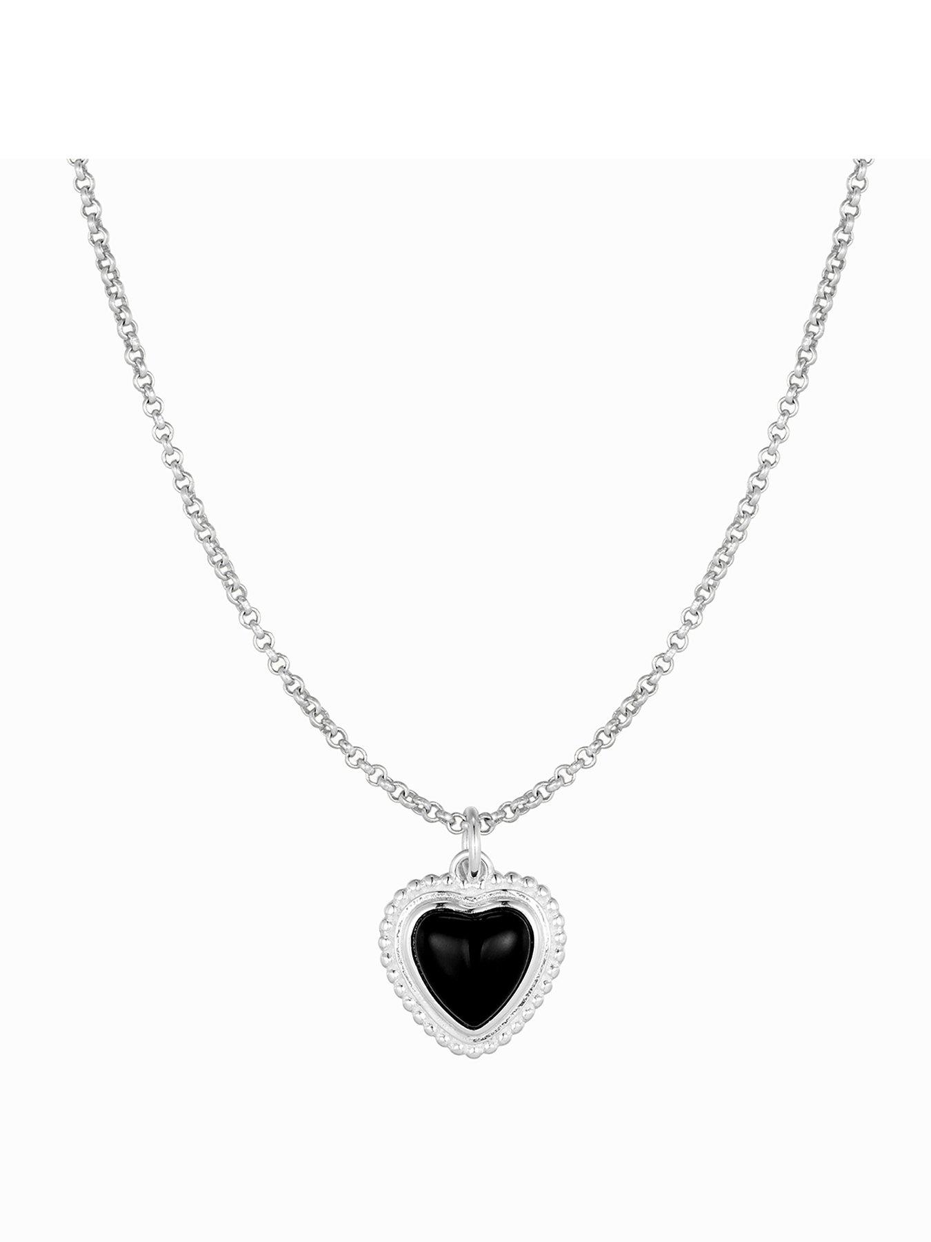 Seol + Gold Sterling Silver Onyx Heart Necklace