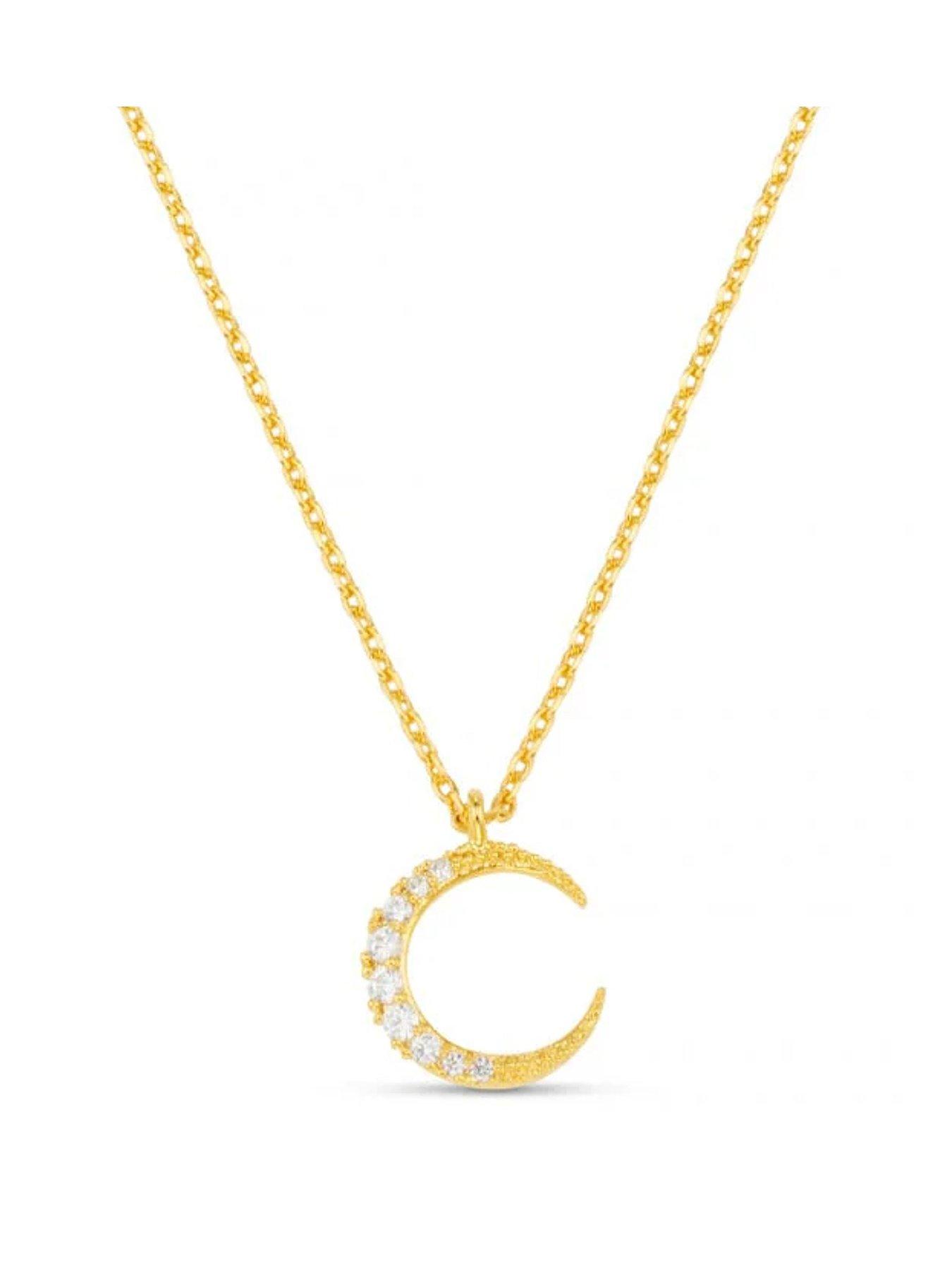 Orelia Pave Moon Charm Necklace Gift Box - Gold