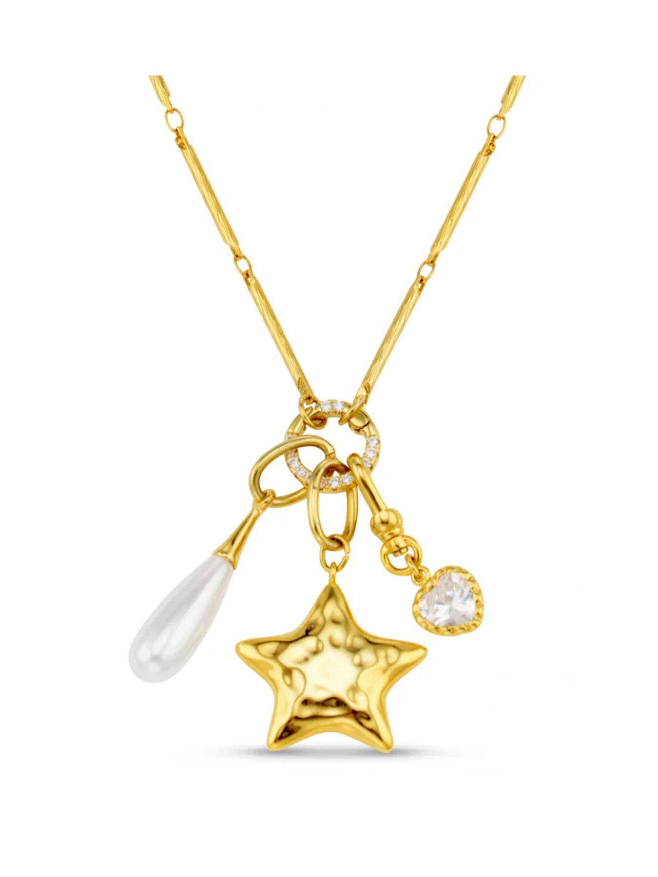 Orelia Mixed Charm Long Cluster Necklace 22" - Gold