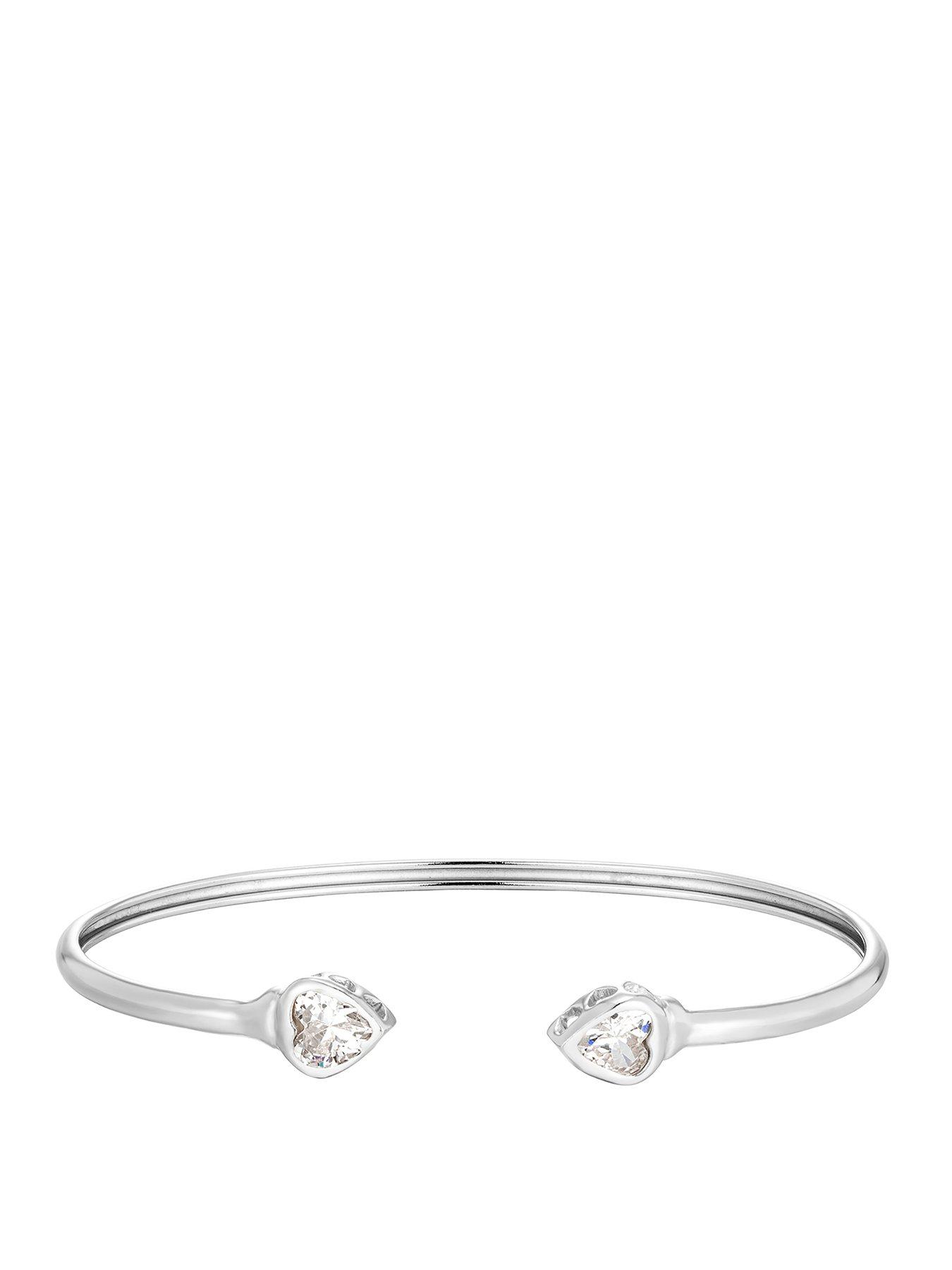 Seol + Gold Sterling Silver Heart CZ Torque Bangle