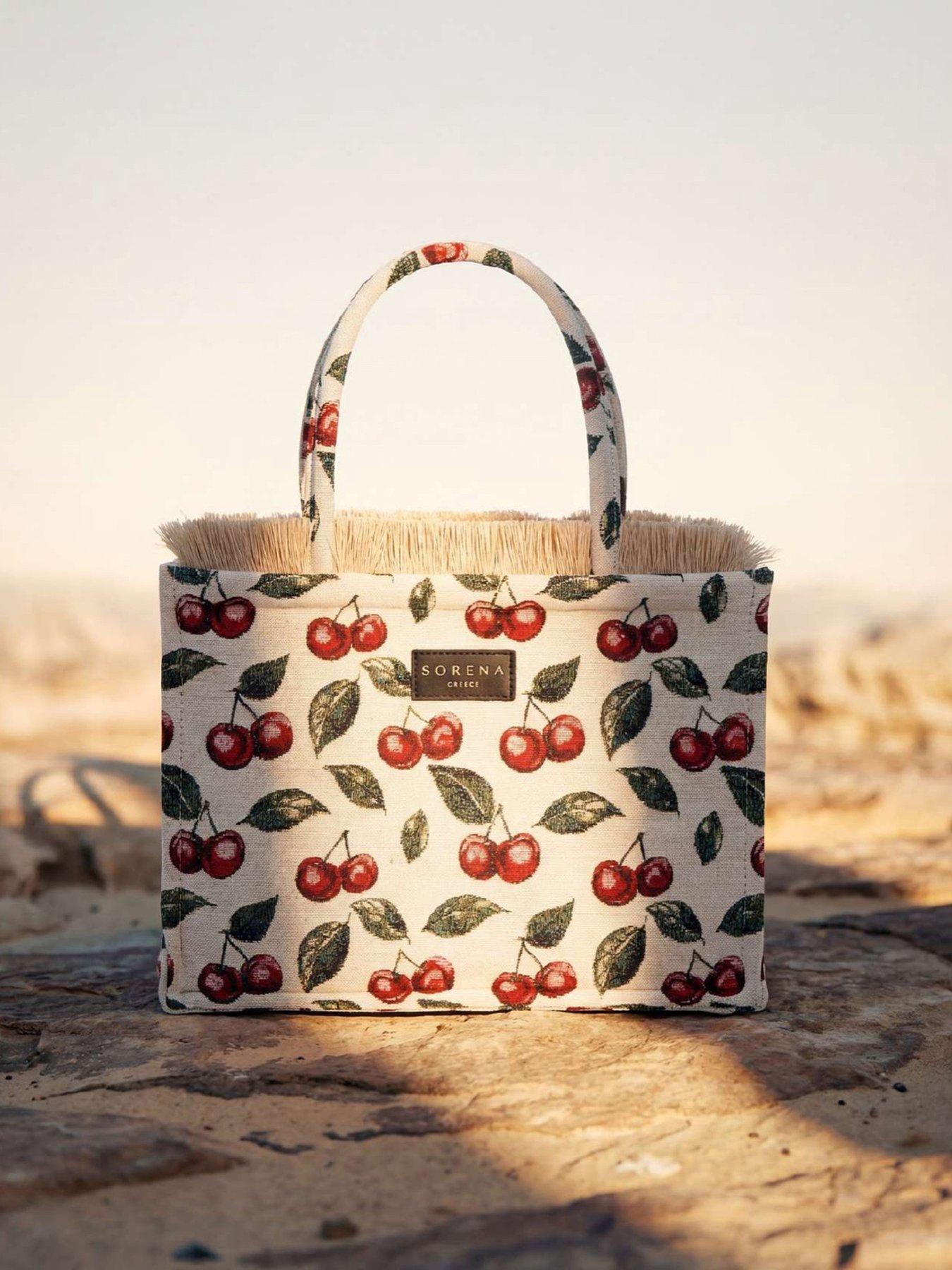 Sorena Cherry Medium Tote Bag - Beige