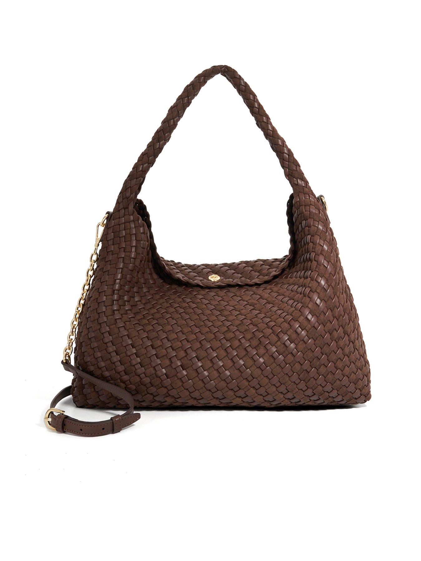 Dune London Deliberate L Woven Shoulder Bag - Dark Brown