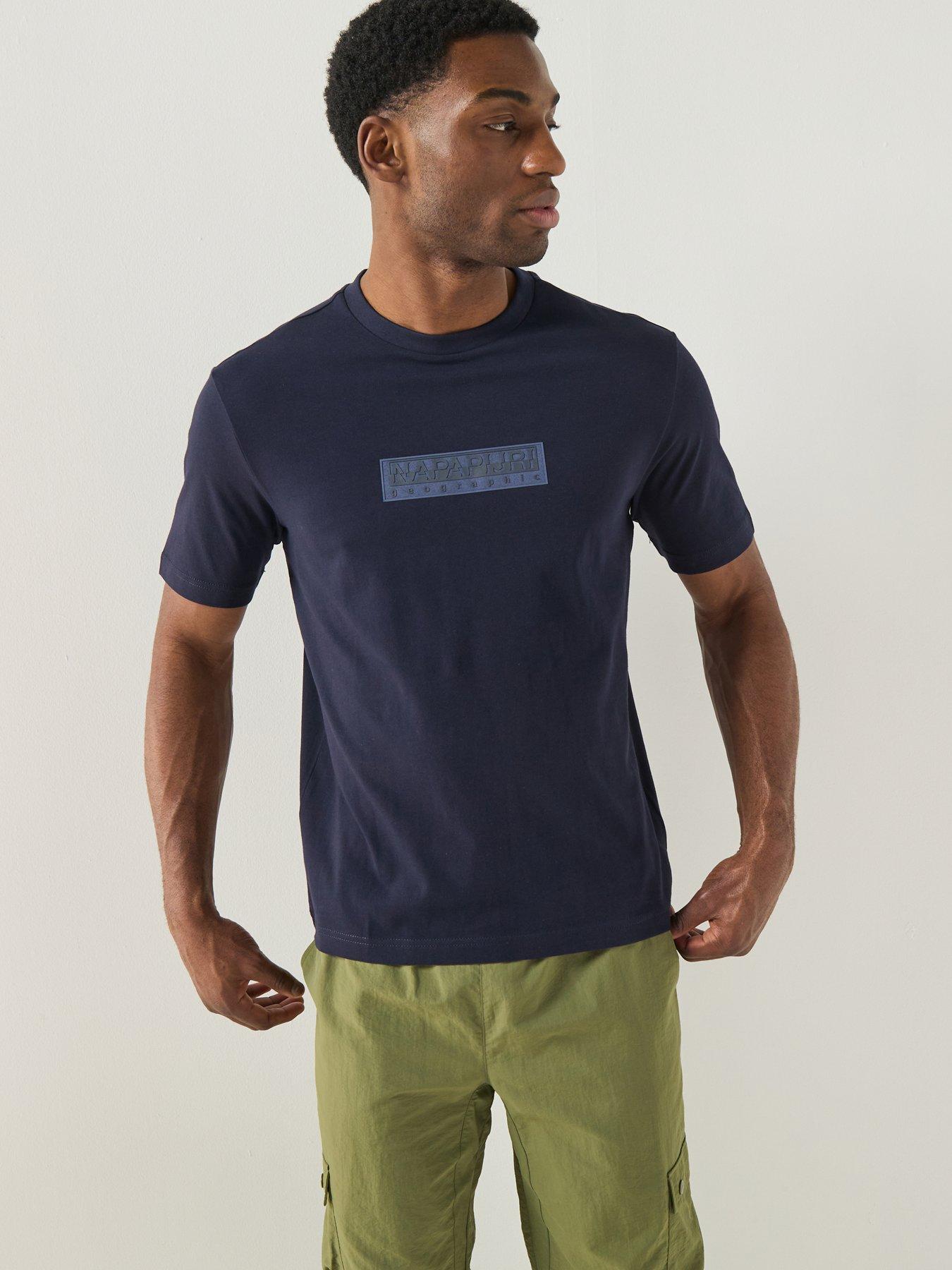NAPAPIJRI Mens Box Logo T-Shirt, Blue, Size 2Xl, Men