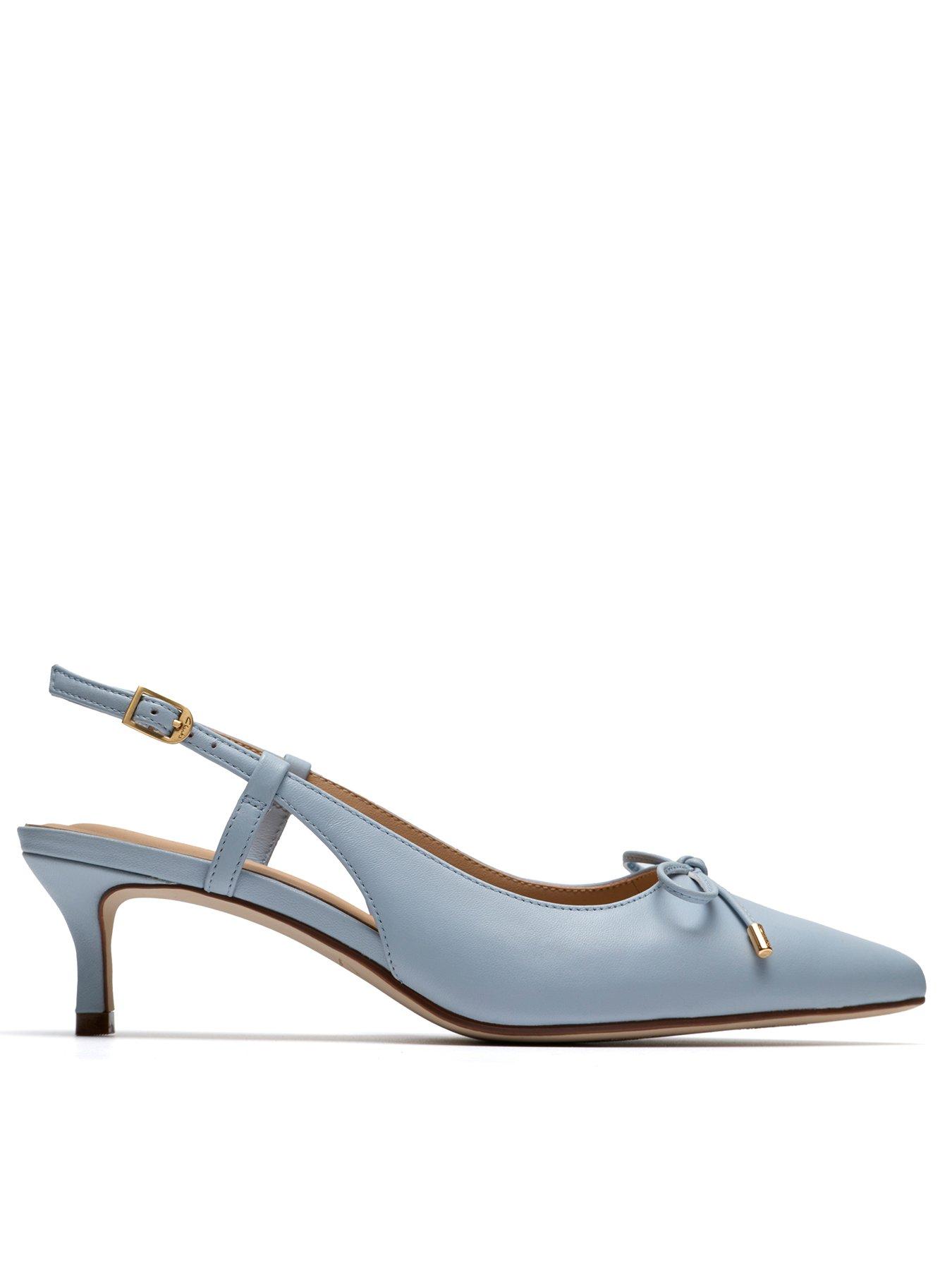 Clarks Zarey Bow Shoes - Light Blue Lea