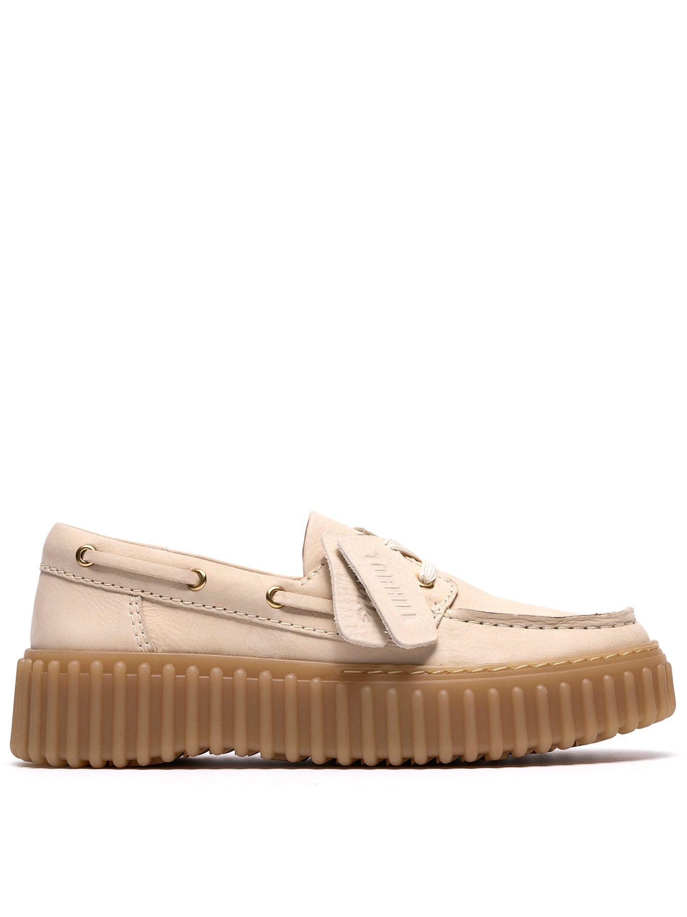 Clarks Torhill Boat Shoes - Cream Nubuck
