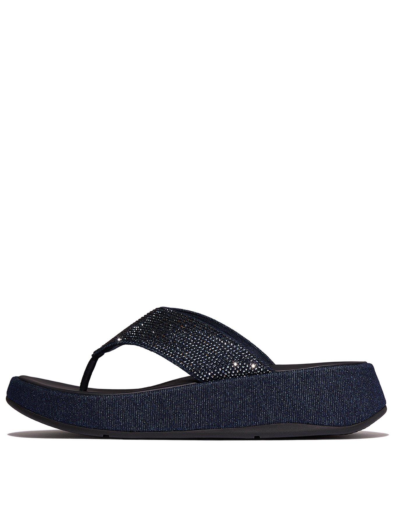 FitFlop F-mode Toe Post Sandal- Dark Denim