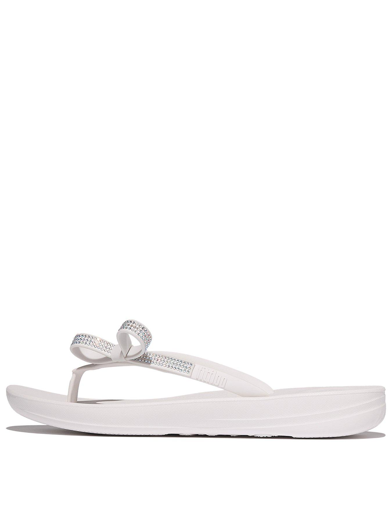 FitFlop Iqushion Glitz Bow Flip-flops - Urban White