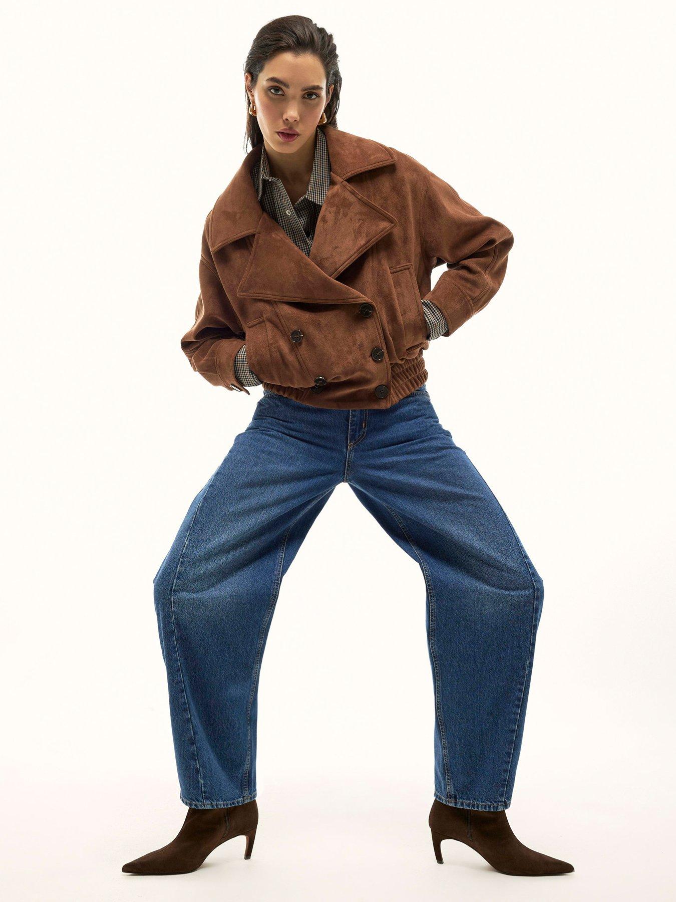 River Island Suedette Dropped Bomber